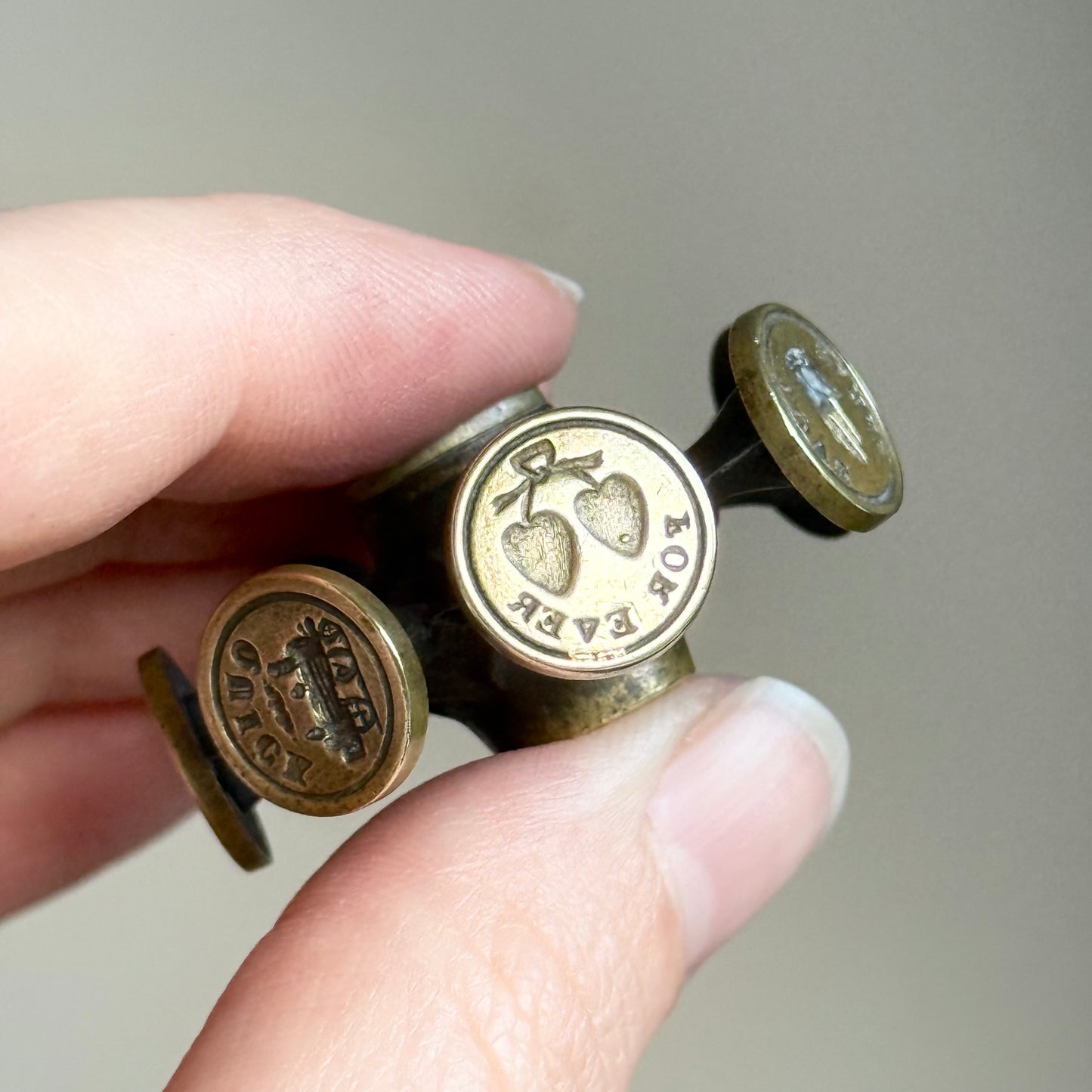 Antique Intaglio Wax Seal Wheel; Seven Sentimental Motifs