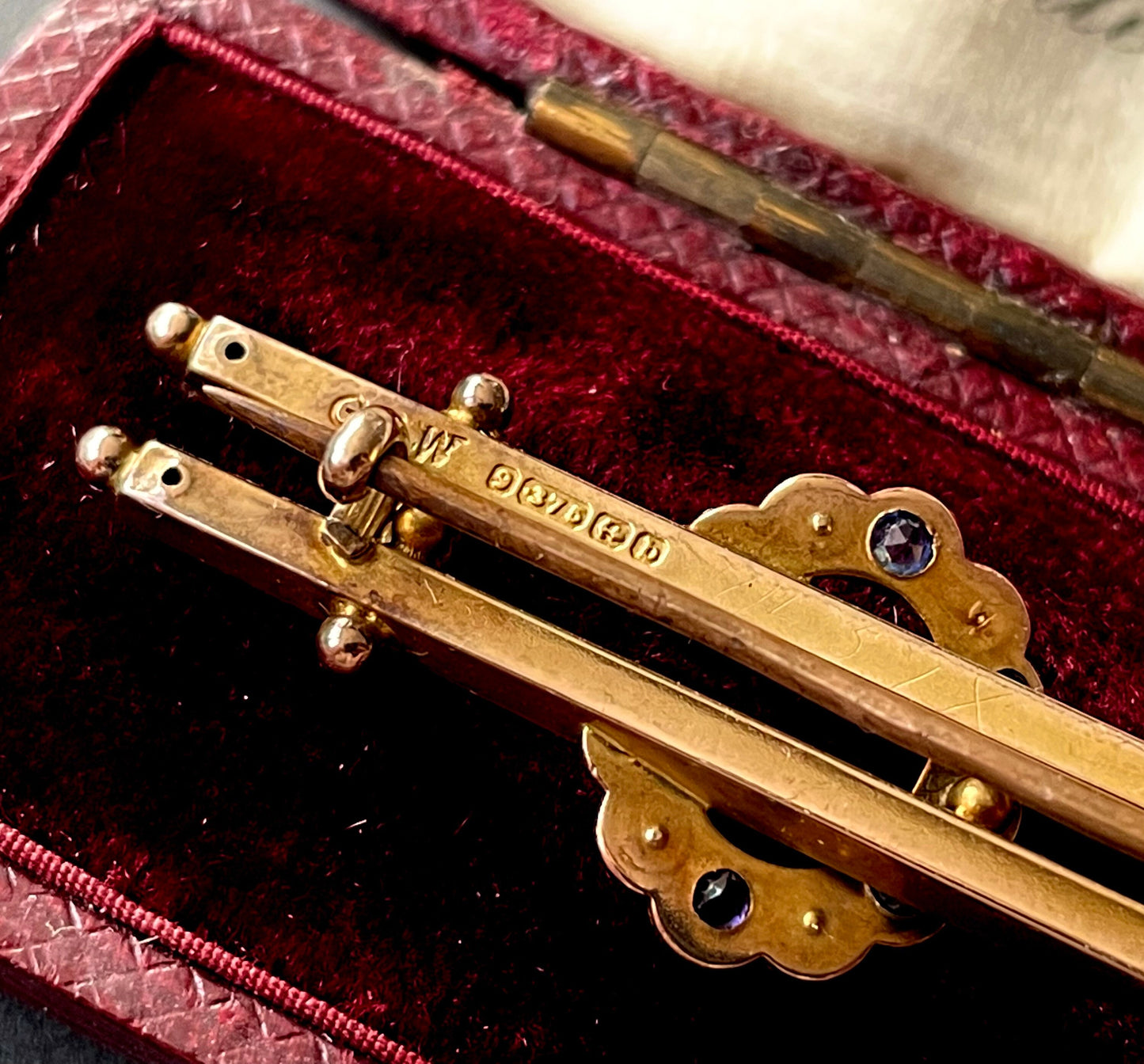 Antique Sapphire & Diamond Brooch in 9 Carat Gold; Circa 1901