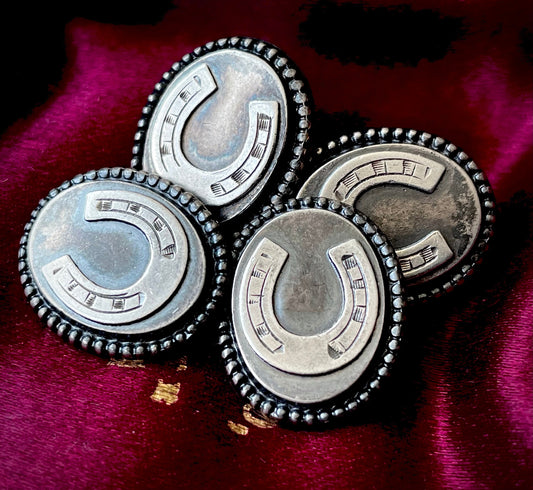 Antique Lucky Horseshoe Cufflinks in Sterling Silver; Circa 1890
