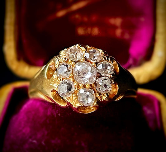 Antique Diamond Cluster Ring in 18 Carat Gold; Circa 1890