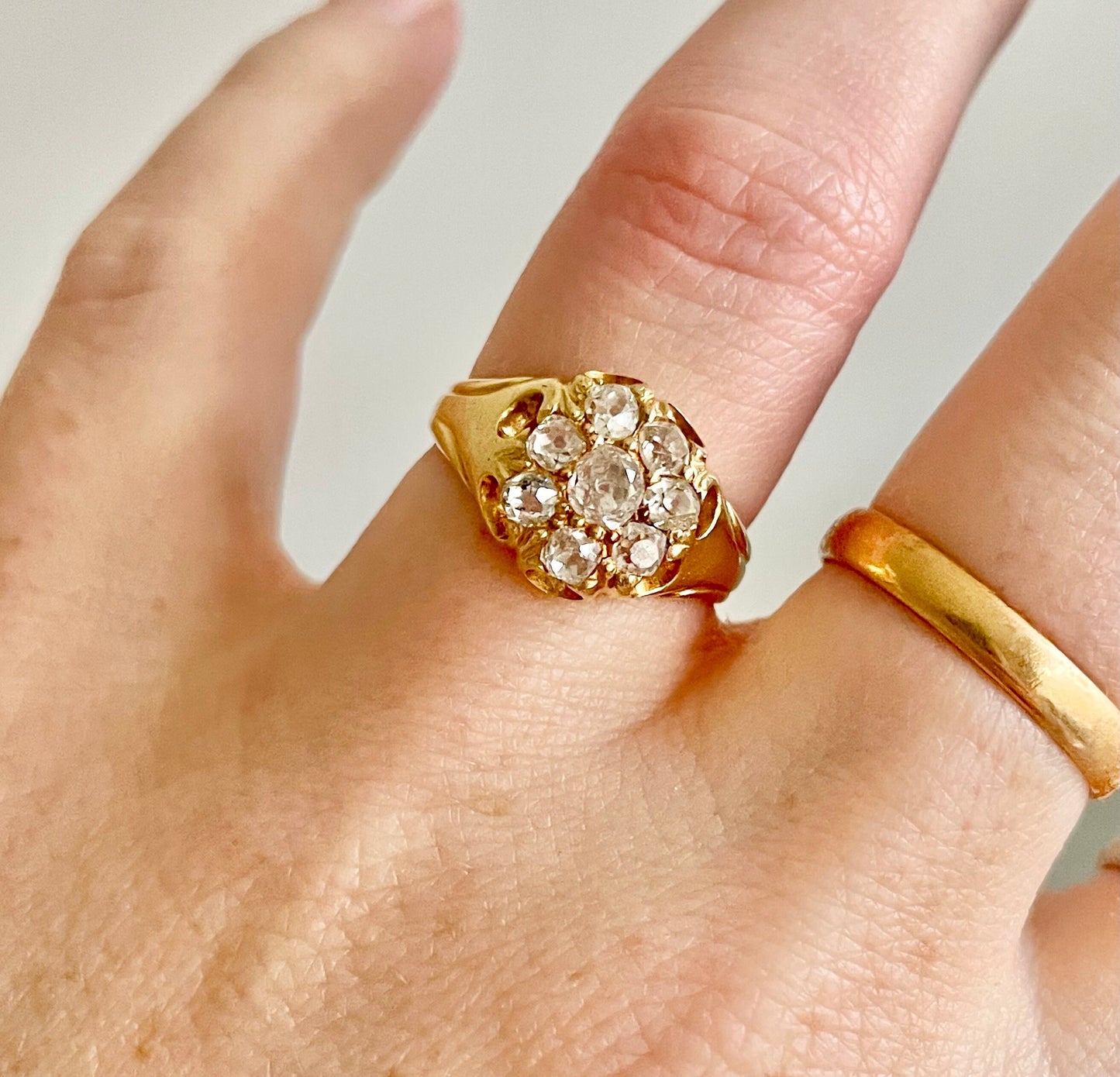 Antique Diamond Cluster Ring in 18 Carat Gold; Circa 1890