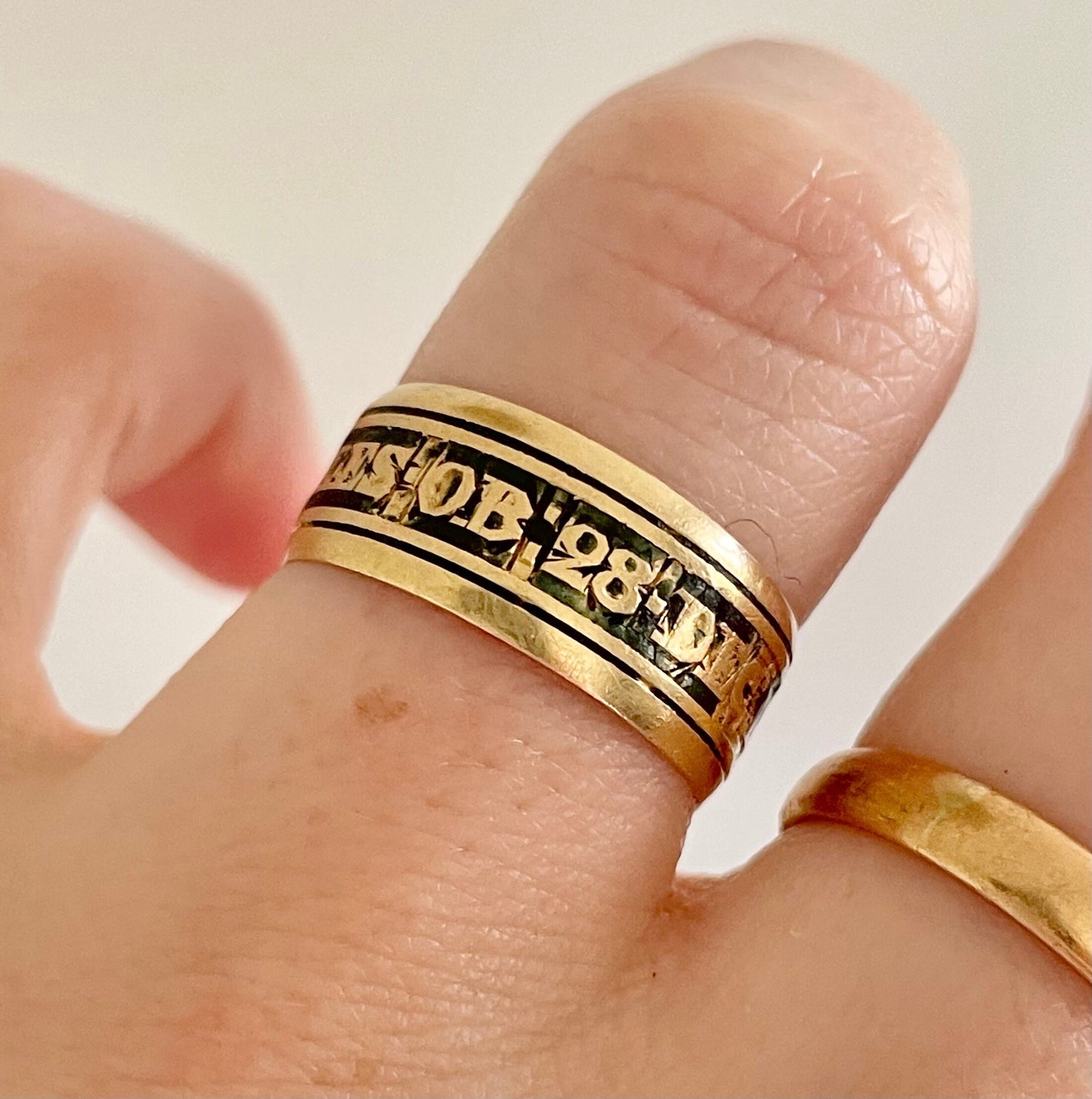 Georgian Mourning Enamel Band in 18 Carat Gold; Circa 1816