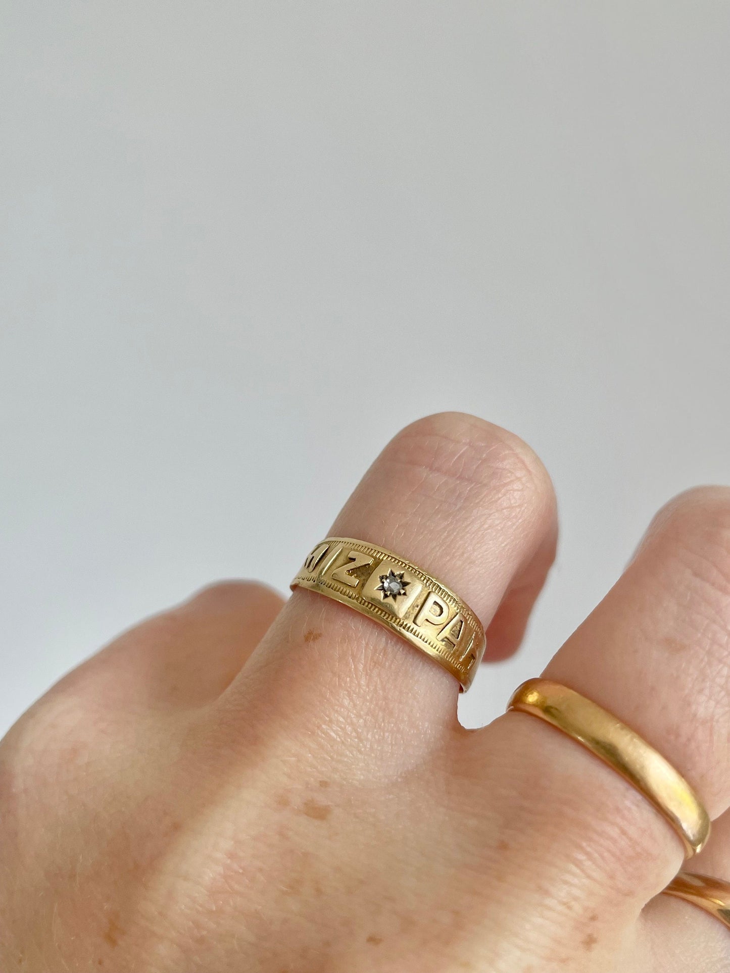 Edwardian Diamond Set Mizpah Ring Created In 18 Carat Gold; Circa 1901