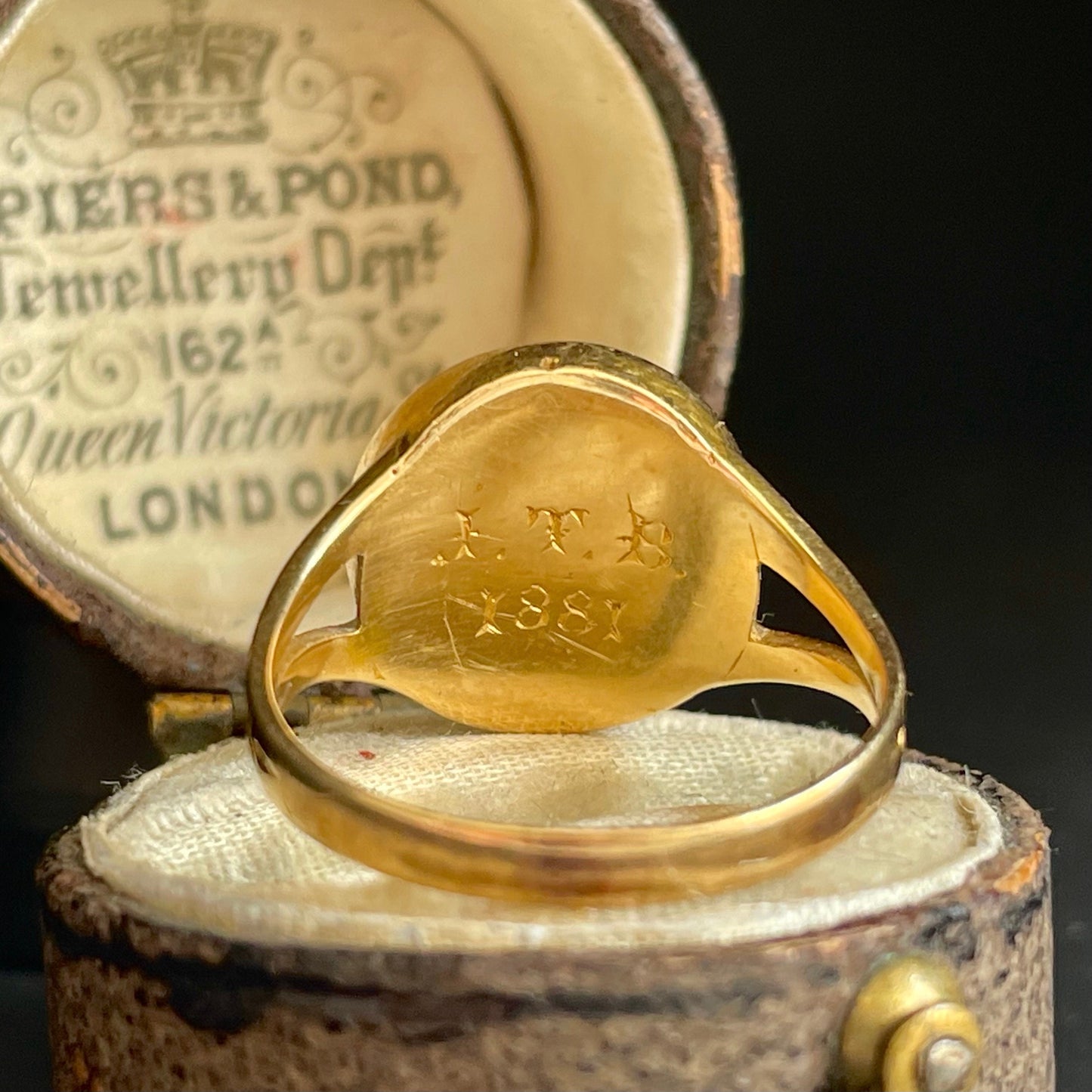 Victorian Mourning Locket Ring Set with turquoise & Pearl; Circa 1881