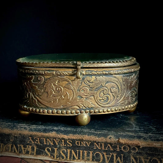 Antique French Ormolu Bevelled Jewellery Box; Circa 1890