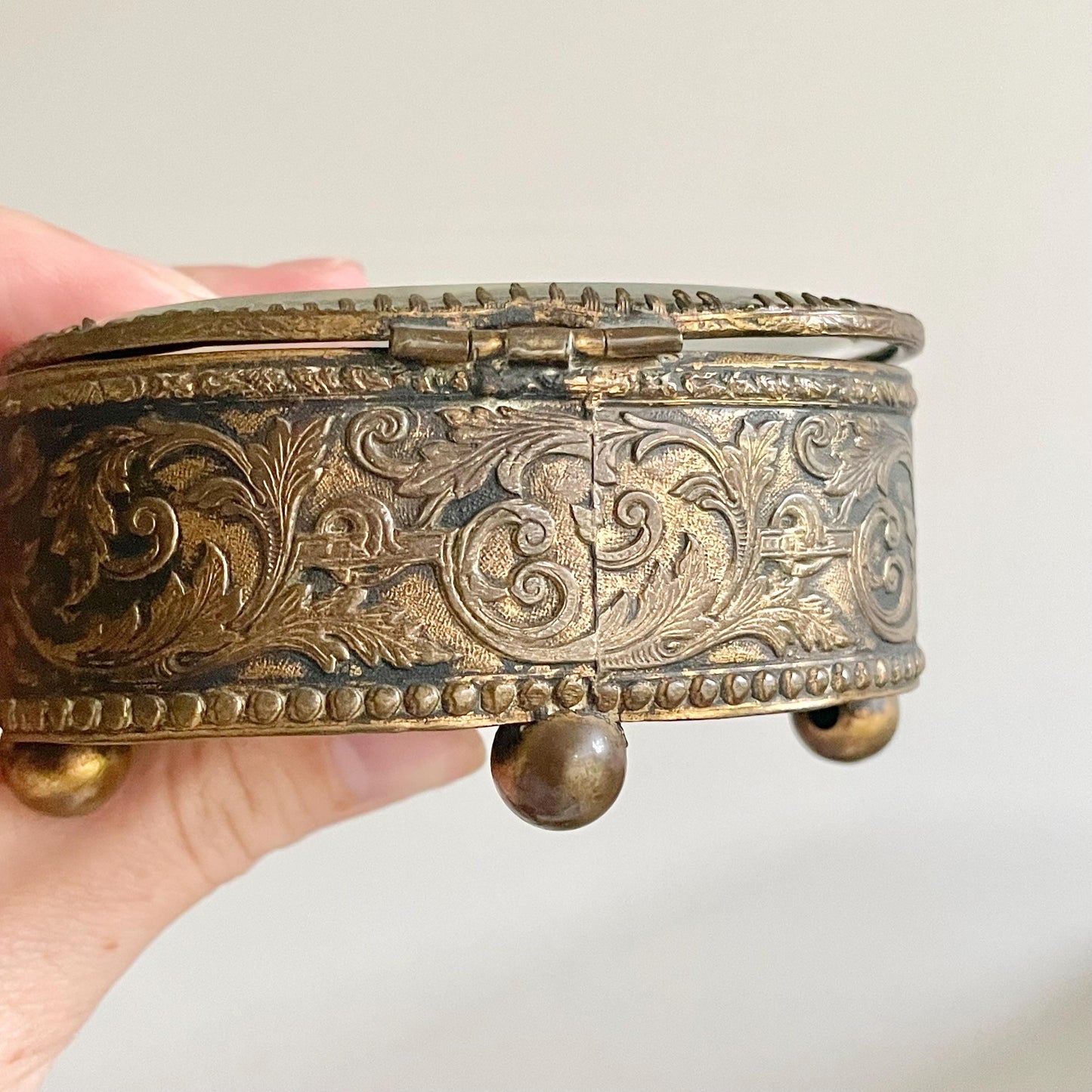 Antique French Ormolu Bevelled Jewellery Box; Circa 1890