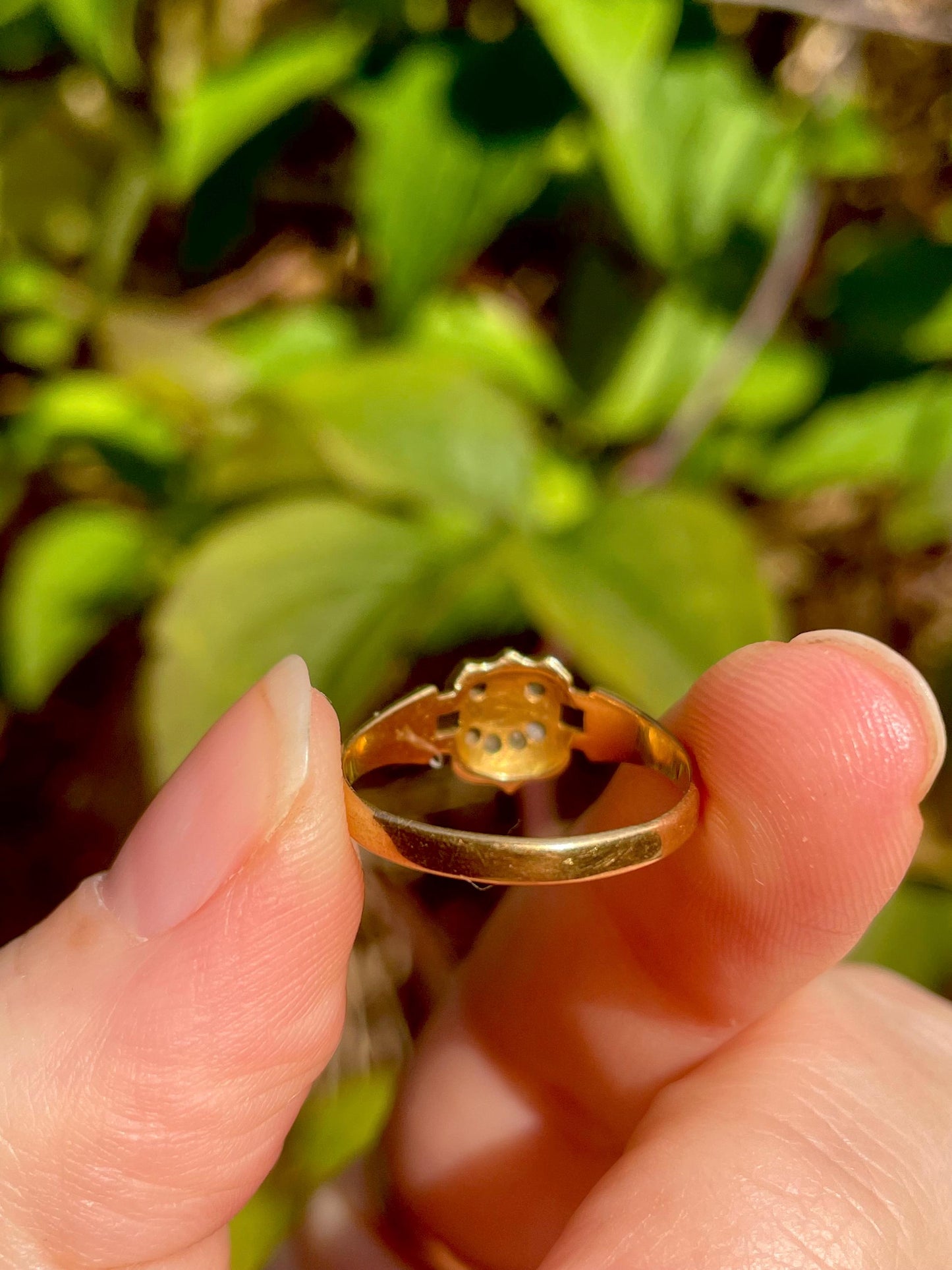 Victorian Diamond & Pearl Harp Ring in 18 Carat Gold, Circa 1885