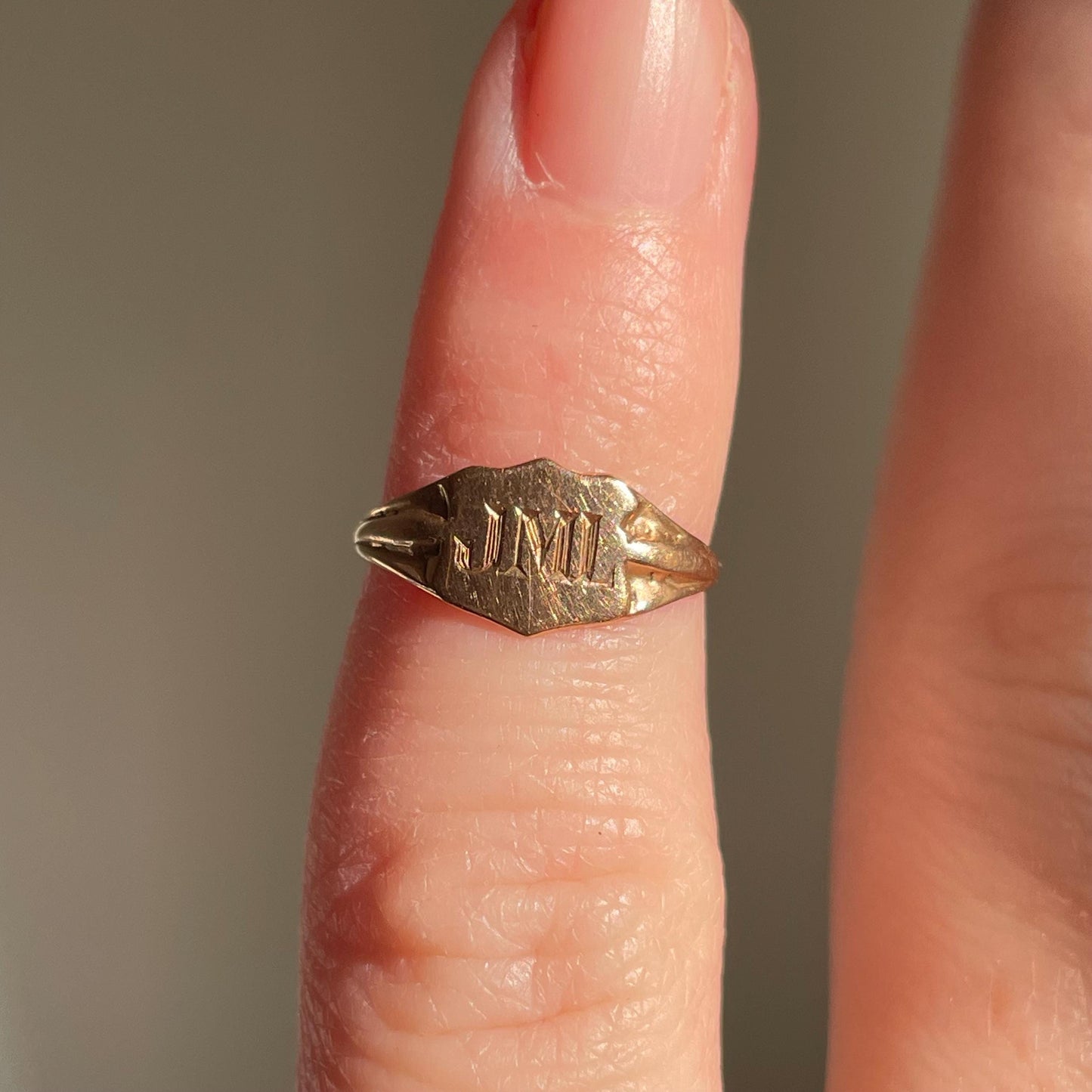 Rare Childs Edwardian Signet Ring in 9 Carat Gold; Circa 1900