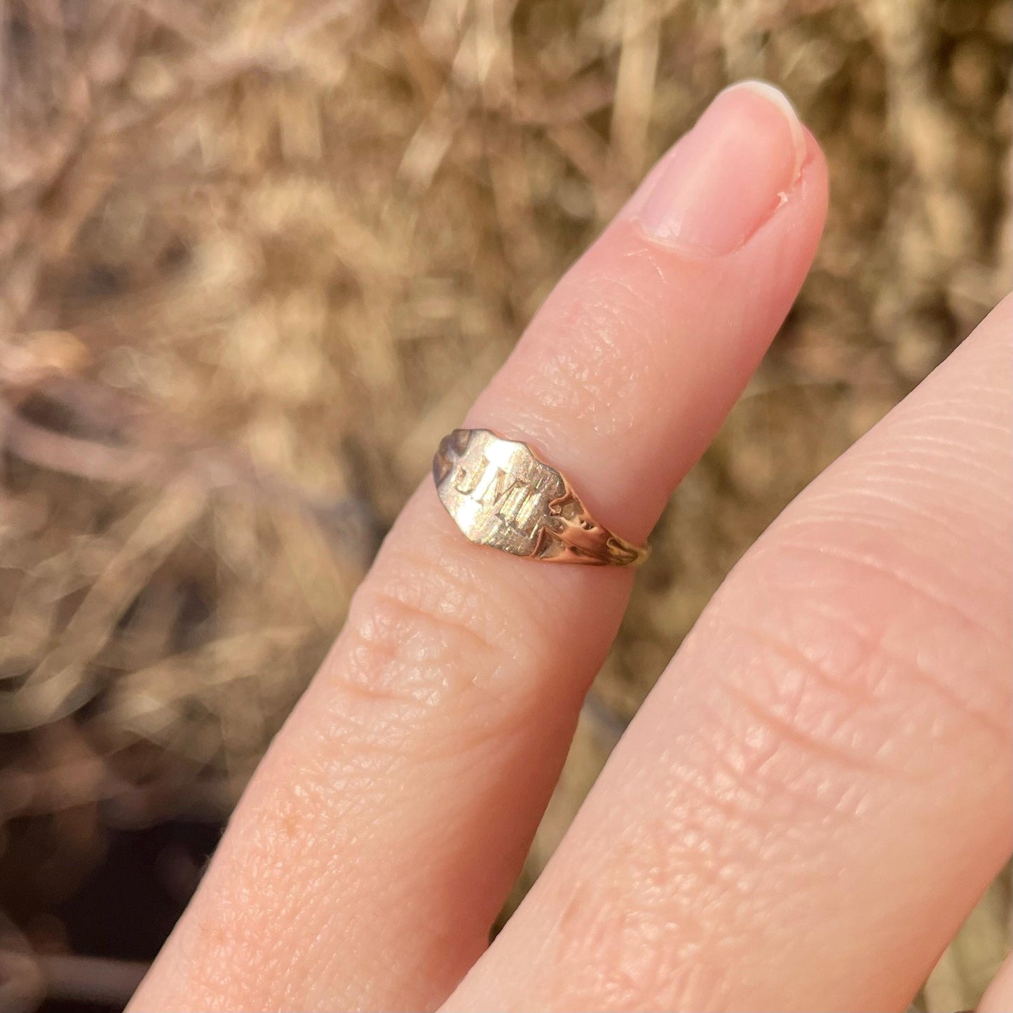 Rare Childs Edwardian Signet Ring in 9 Carat Gold; Circa 1900