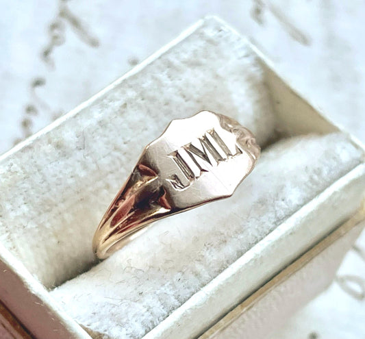 Rare Childs Edwardian Signet Ring in 9 Carat Gold; Circa 1900