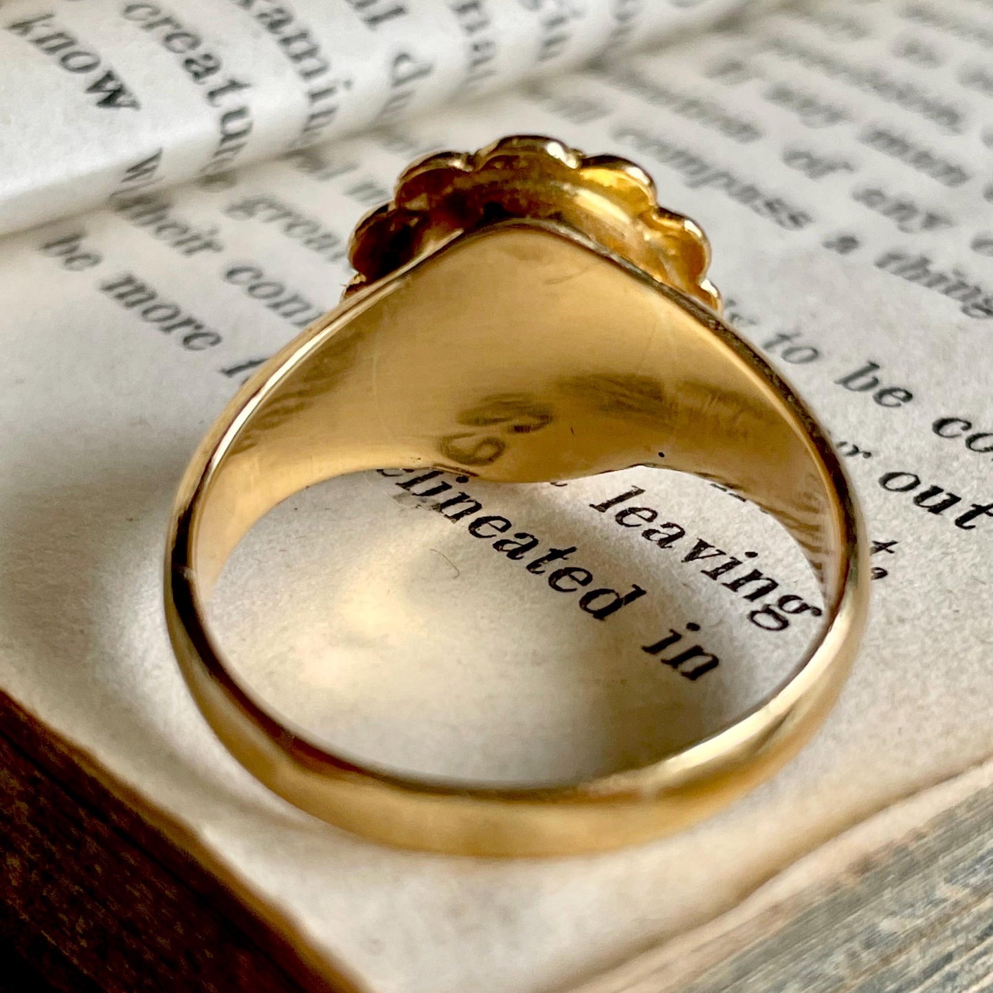 Antique Pearl Locket Ring in 18 Carat Gold; Circa 1917