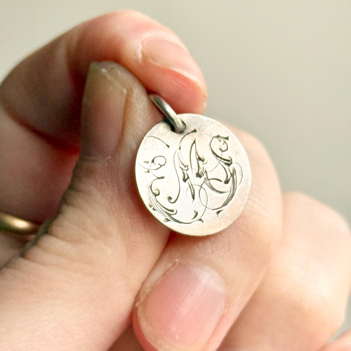 Victorian Love Token ‘EMS' Coin Pendant; Circa 1890