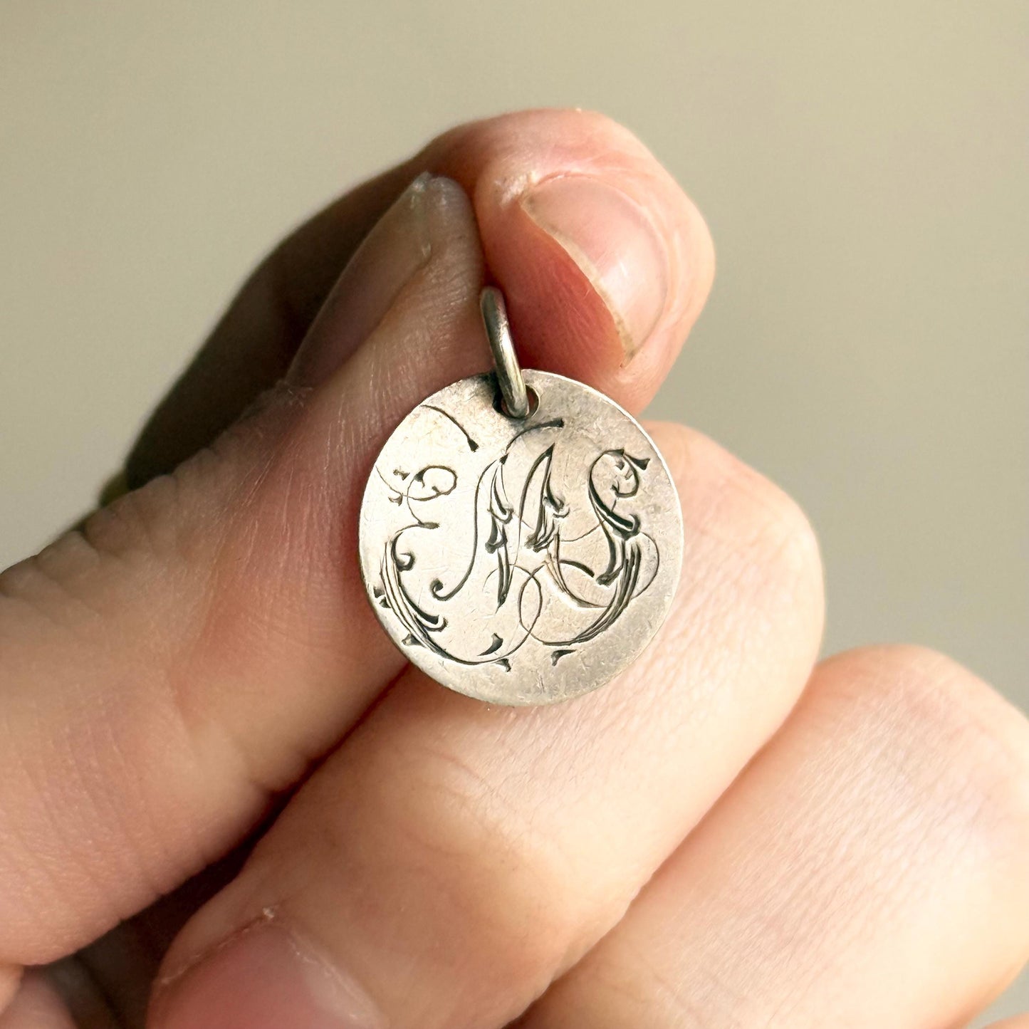 Victorian Love Token ‘EMS' Coin Pendant; Circa 1890
