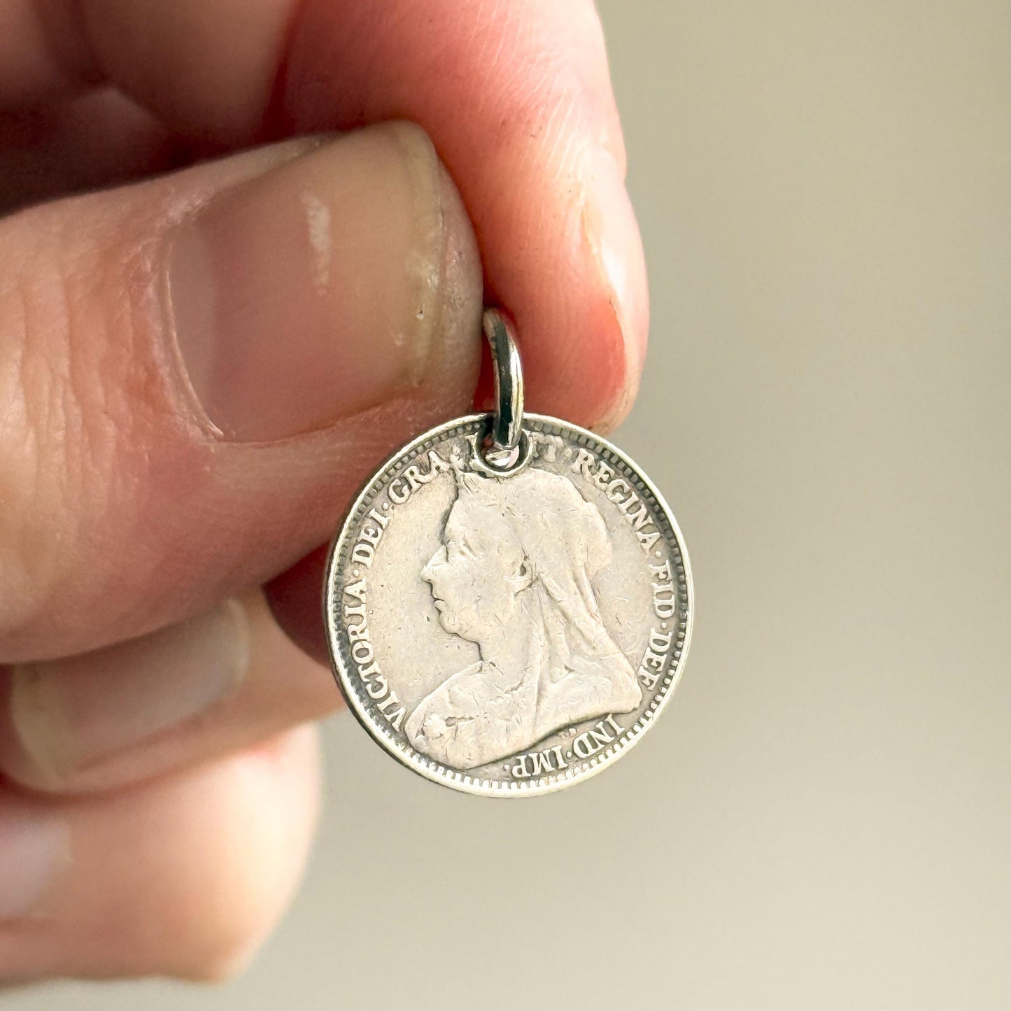 Victorian Love Token ‘FCC' Coin Pendant; Circa 1893
