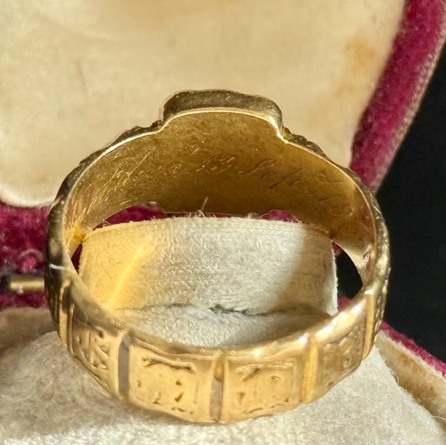 Antique Enamel & Diamond Signet Ring in 18 Carat Gold; Circa 1836