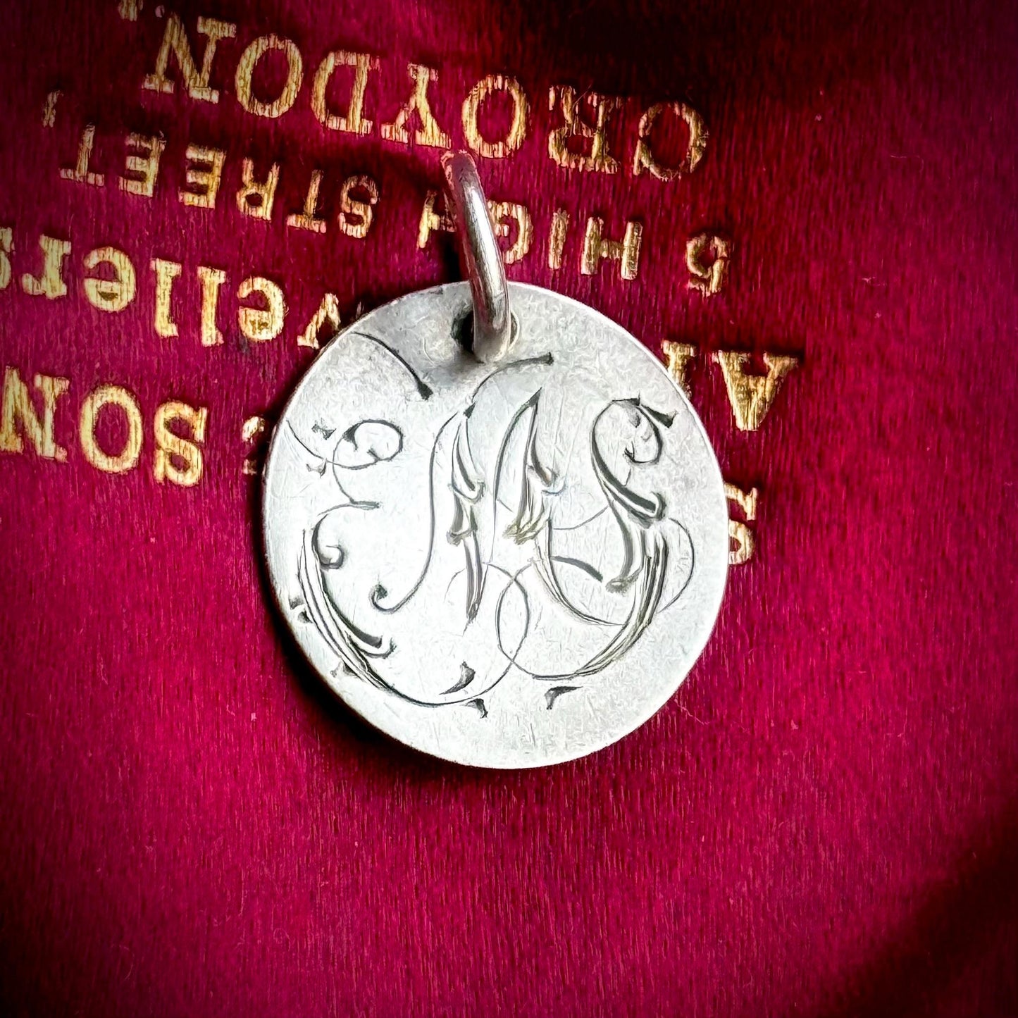 Victorian Love Token ‘EMS' Coin Pendant; Circa 1890