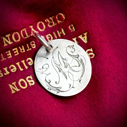 Victorian Love Token ‘EMS' Coin Pendant; Circa 1890