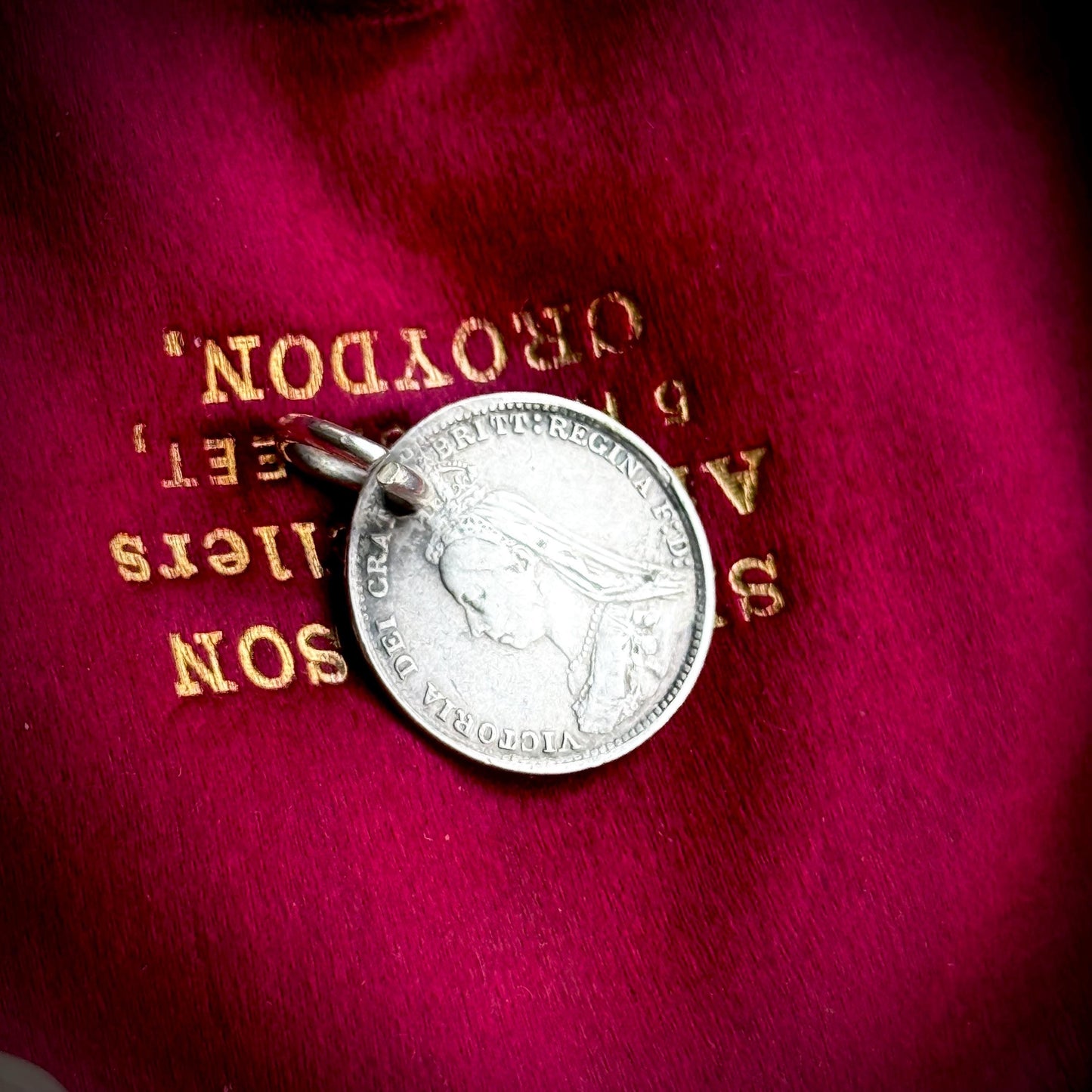 Victorian Love Token ‘EMS' Coin Pendant; Circa 1890