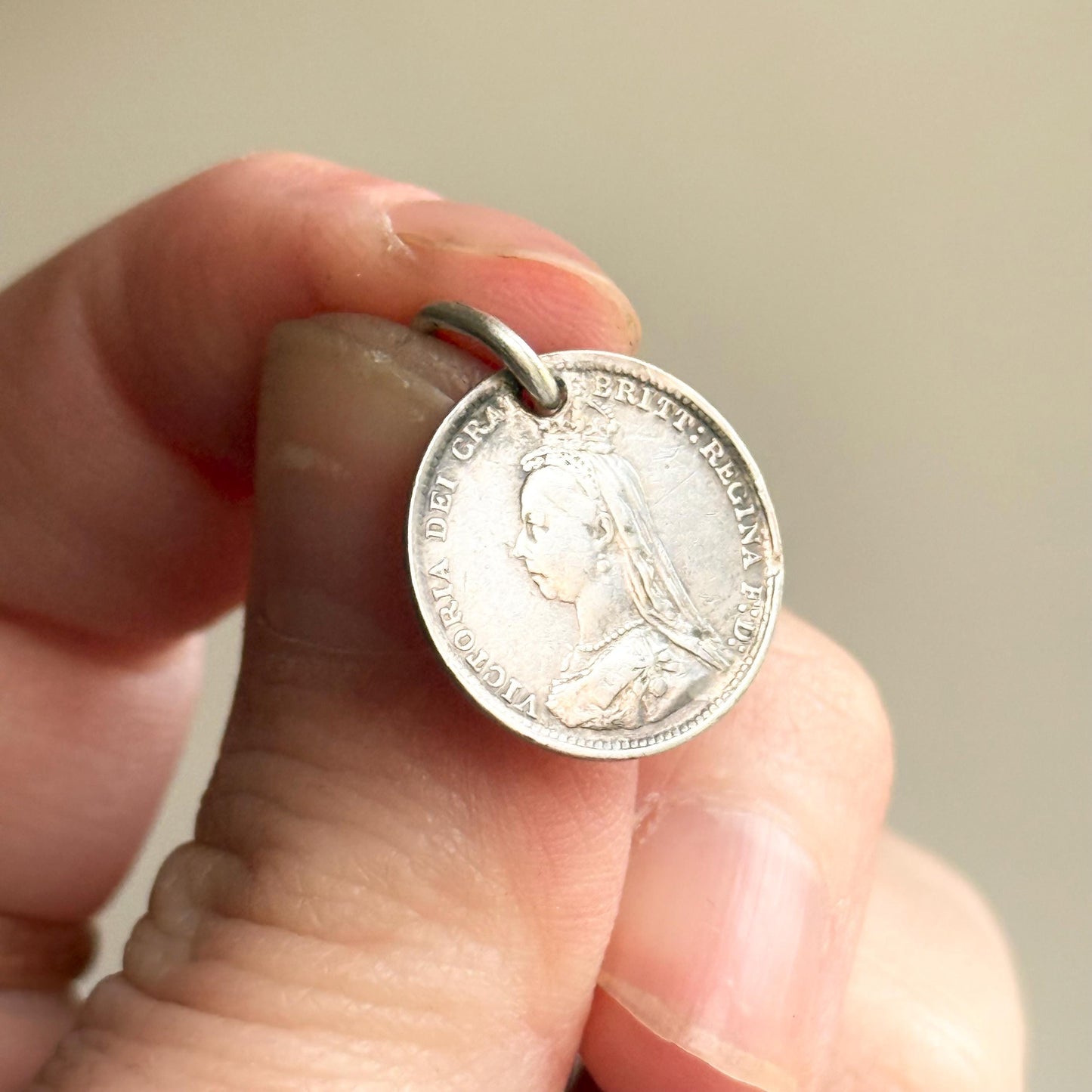 Victorian Love Token ‘EMS' Coin Pendant; Circa 1890