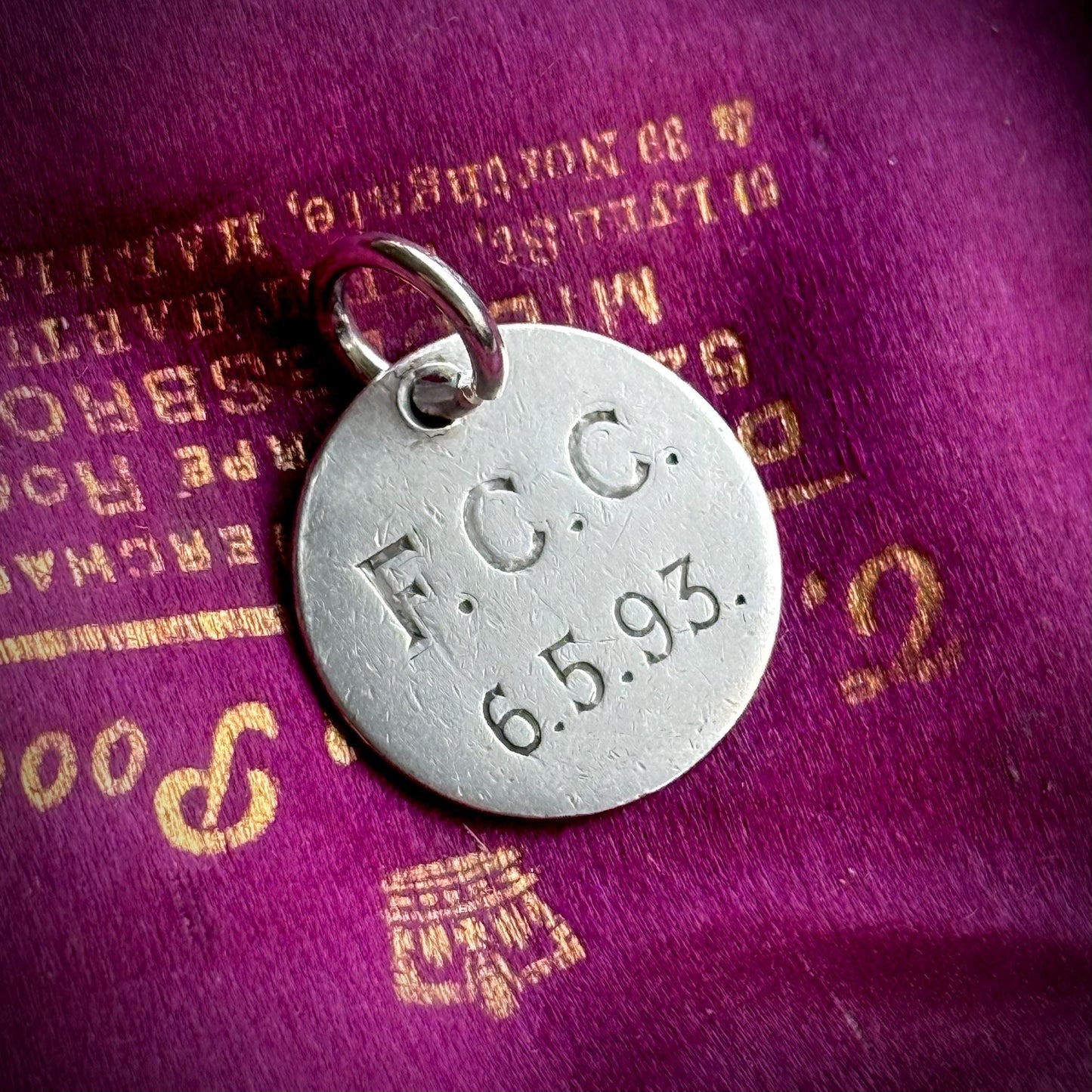 Victorian Love Token ‘FCC' Coin Pendant; Circa 1893