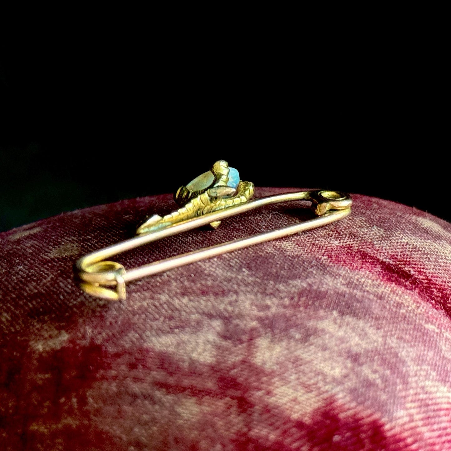 Victorian Opal Eagle Claw Brooch In 9 Carat Gold; Circa 1890