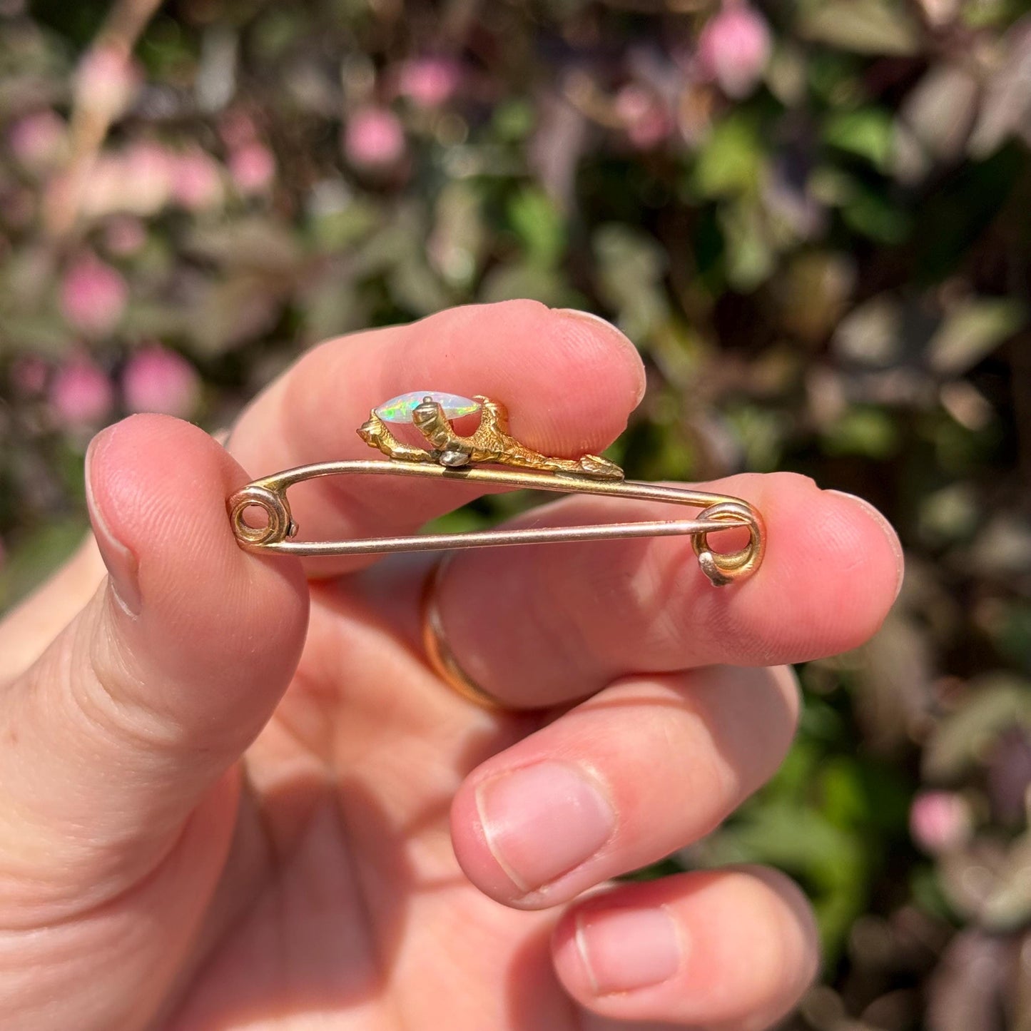 Victorian Opal Eagle Claw Brooch In 9 Carat Gold; Circa 1890