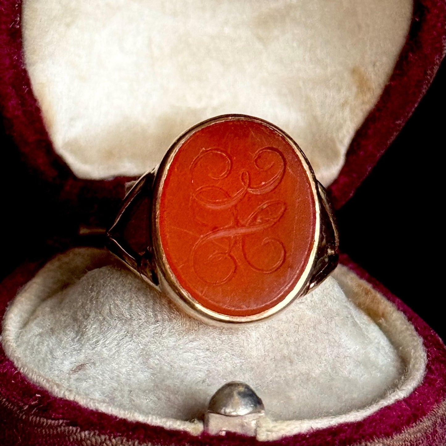 Antique Carnelian Intaglio Signet Ring, Circa 1880s
