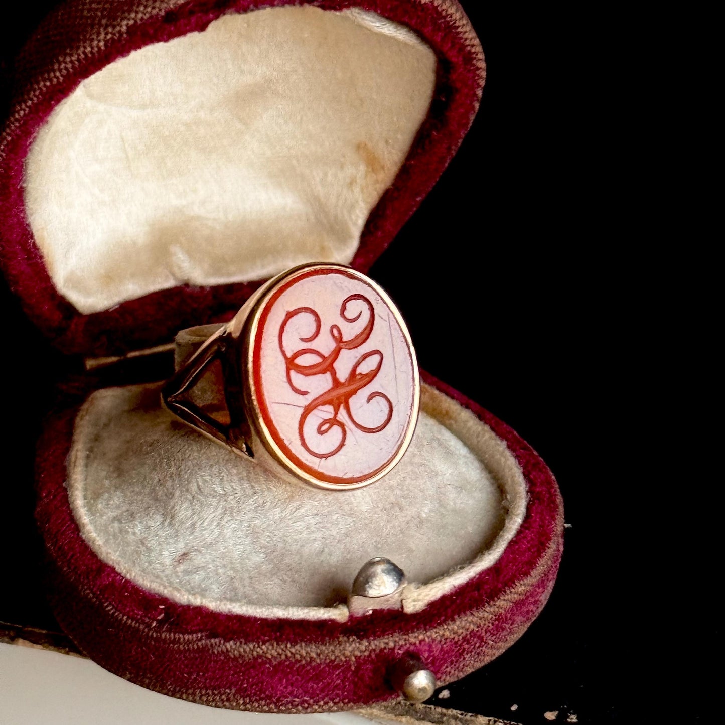 Antique Carnelian Intaglio Signet Ring, Circa 1880s