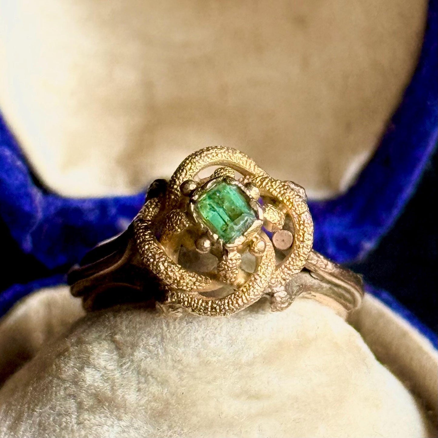 Vintage Emerald Ring in 9 Carat Gold; Circa 1976