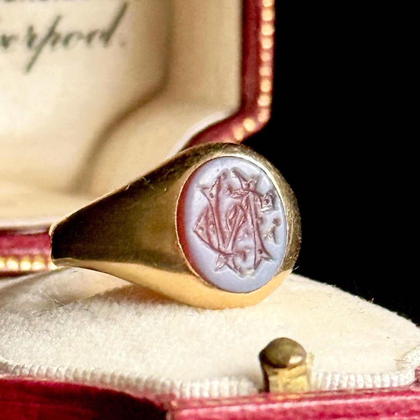 Antique Carnelian Intaglio Signet Ring in 18 Carat Ring; Circa 1880