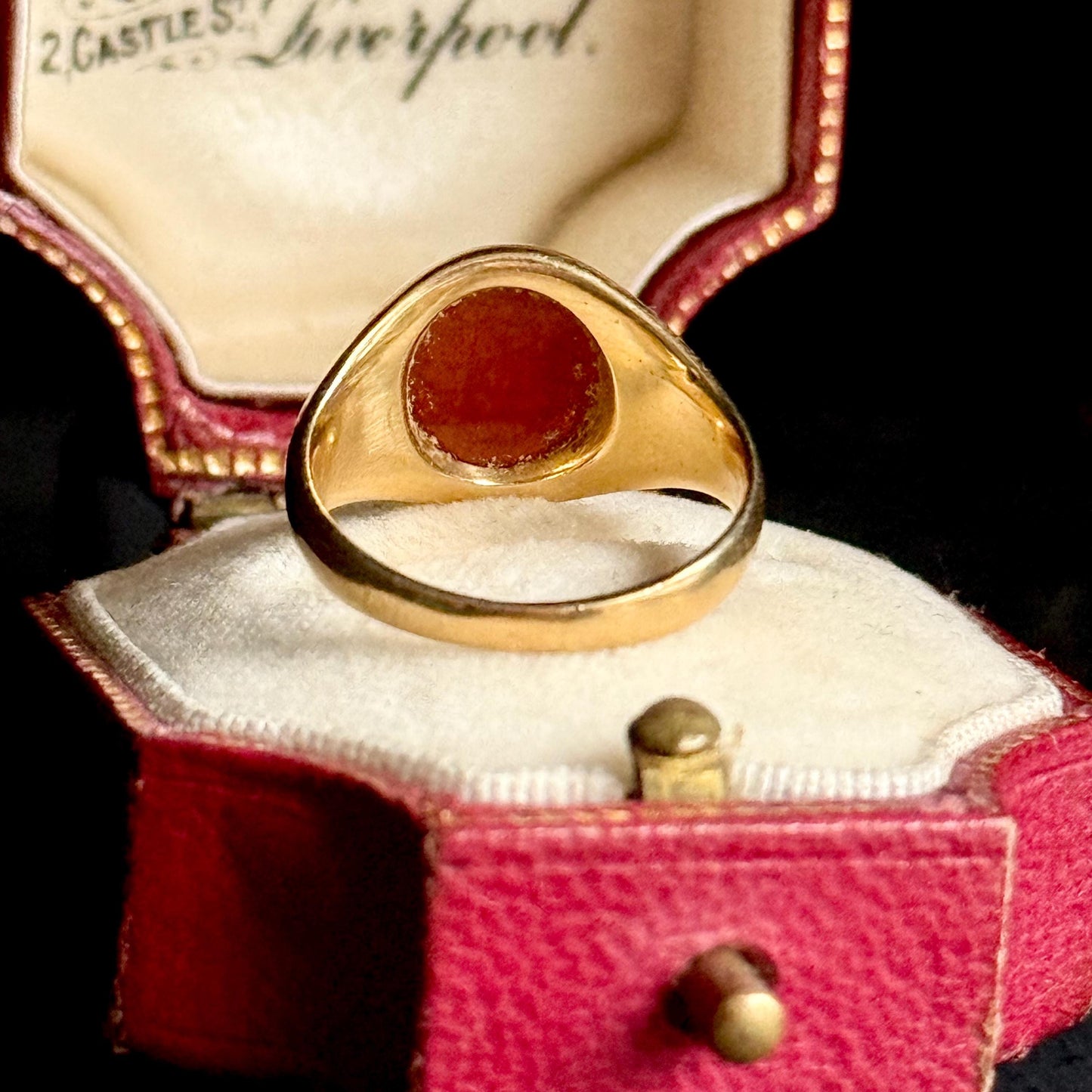 Antique Carnelian Intaglio Signet Ring in 18 Carat Ring; Circa 1880