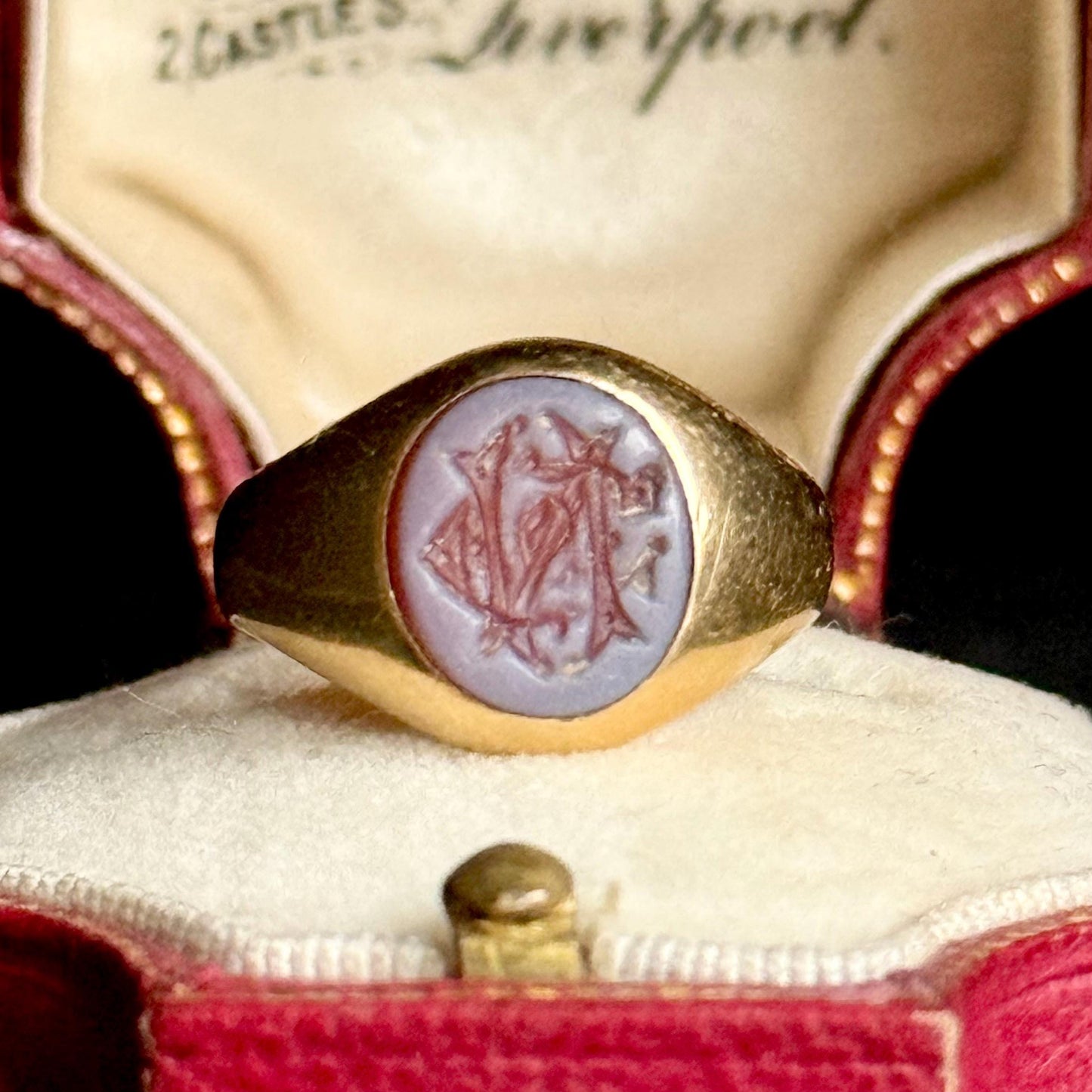 Antique Carnelian Intaglio Signet Ring in 18 Carat Ring; Circa 1880
