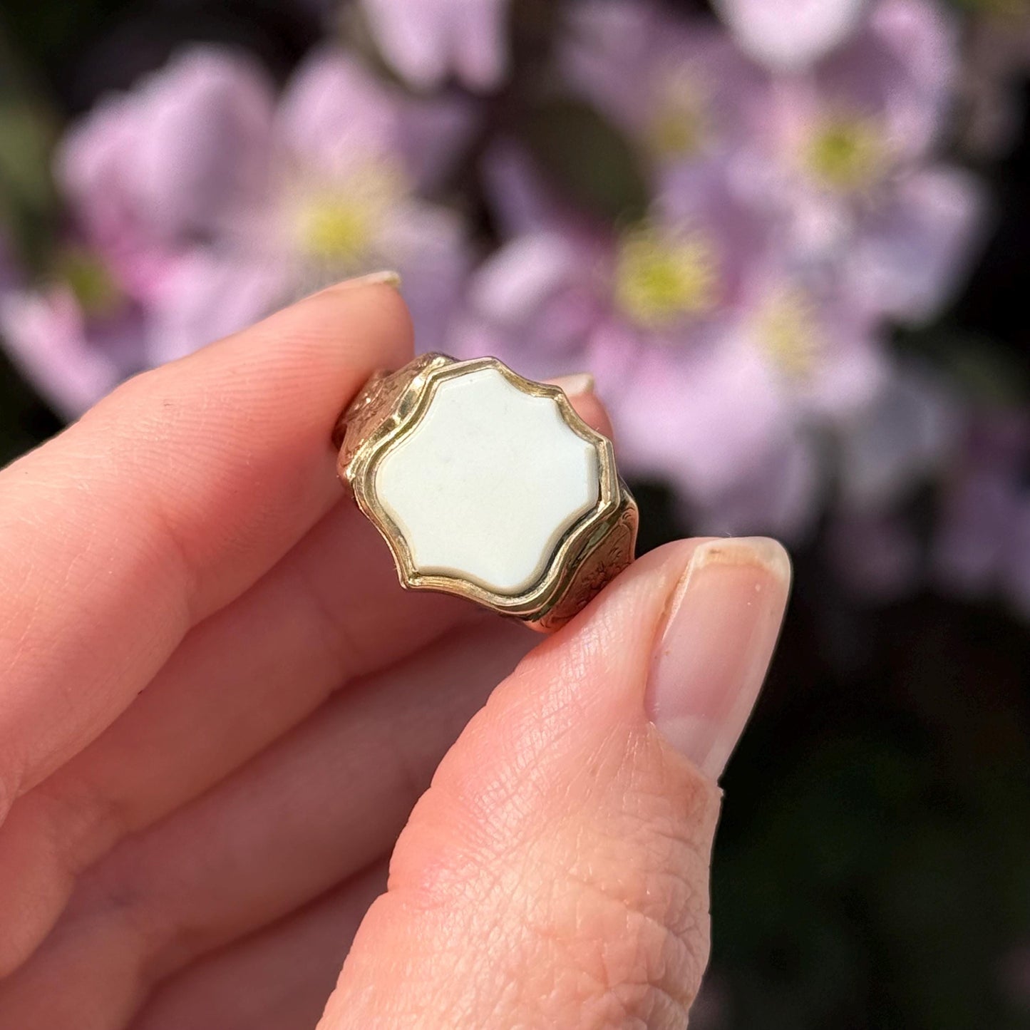 Sweetheart Antique Locket Signet Ring; Circa 1911