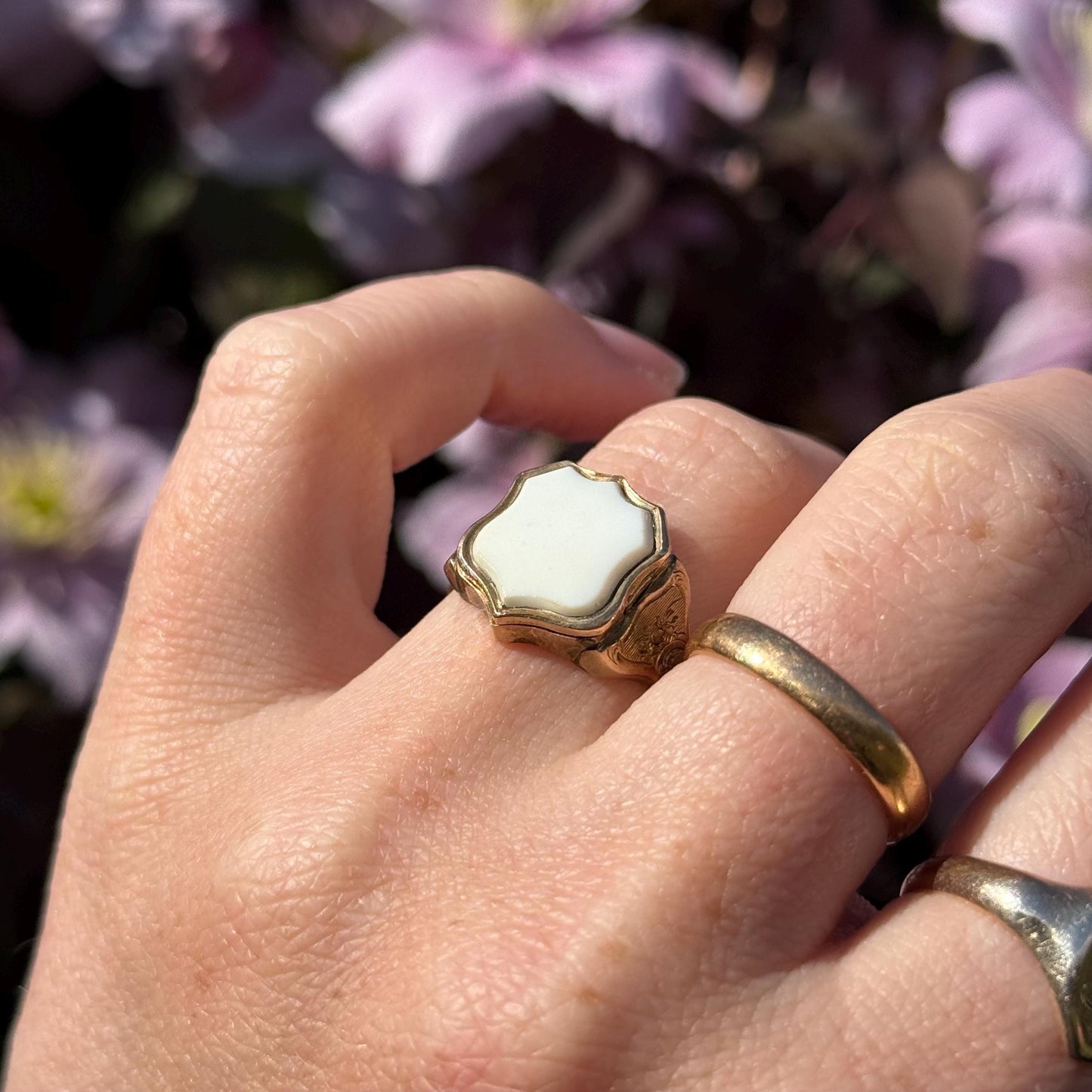 Sweetheart Antique Locket Signet Ring; Circa 1911