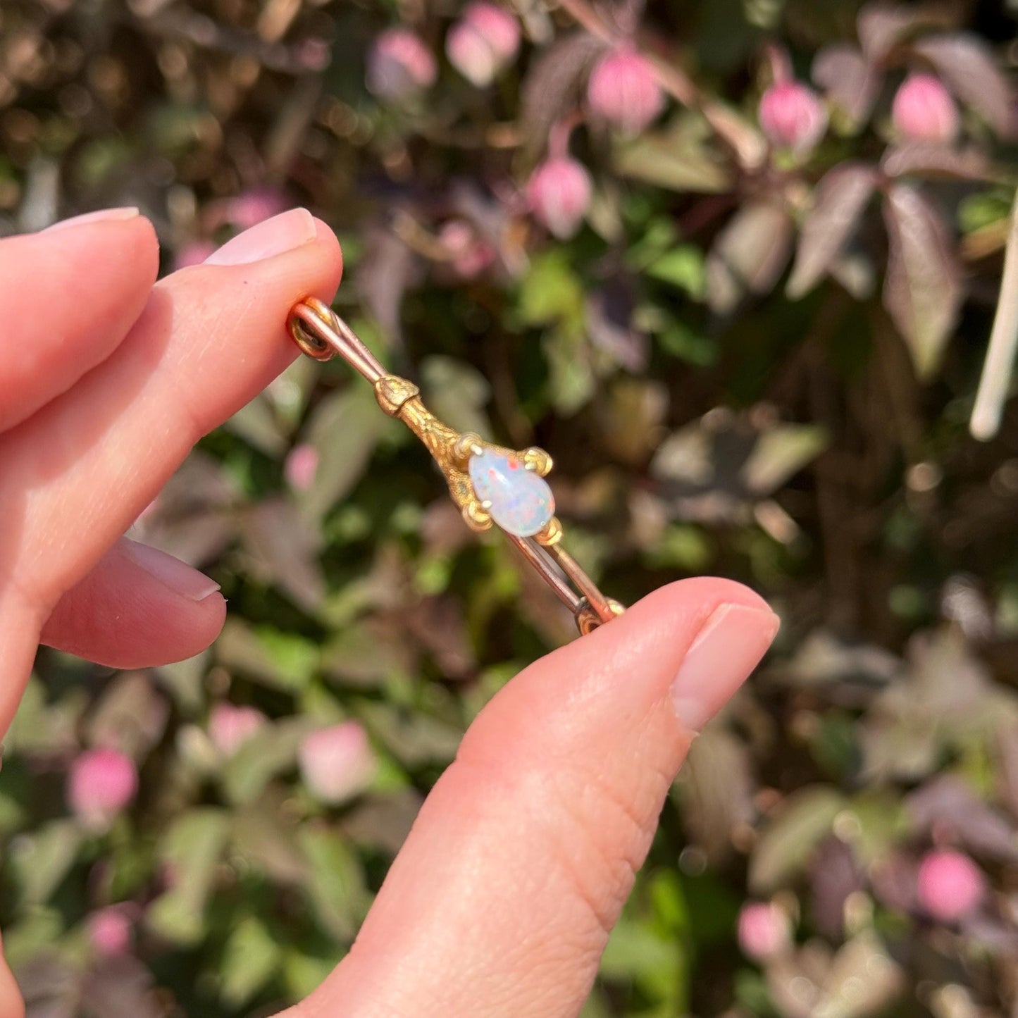 Victorian Opal Eagle Claw Brooch In 9 Carat Gold; Circa 1890