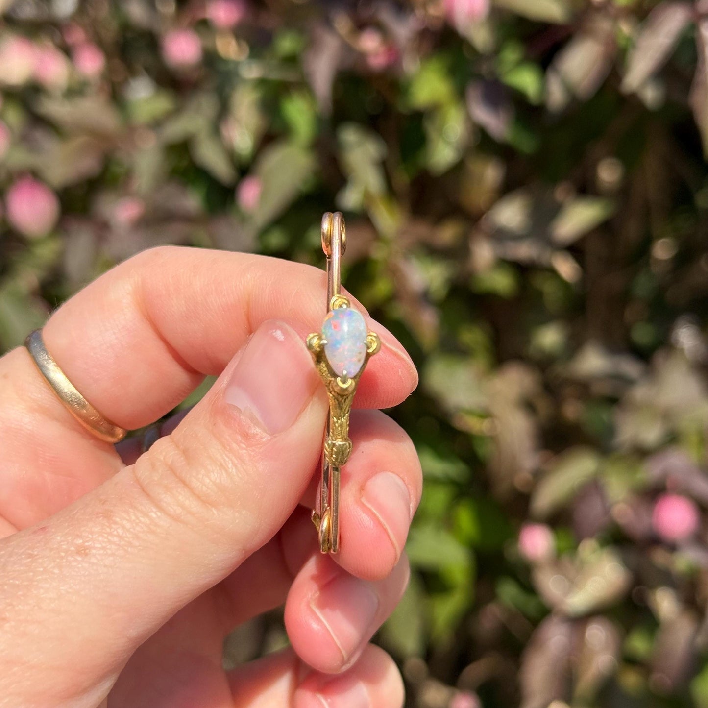 Victorian Opal Eagle Claw Brooch In 9 Carat Gold; Circa 1890