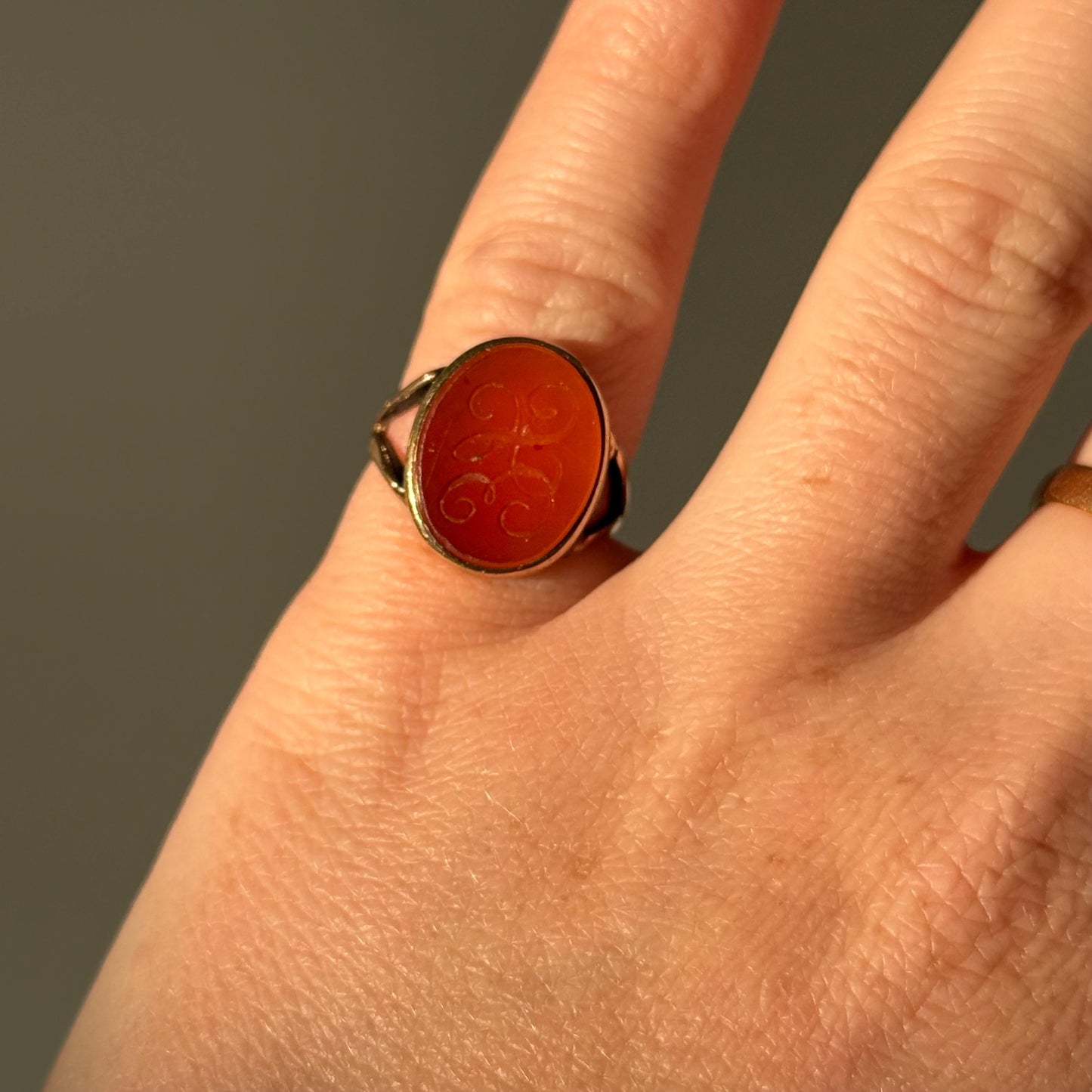 Antique Carnelian Intaglio Signet Ring, Circa 1880s