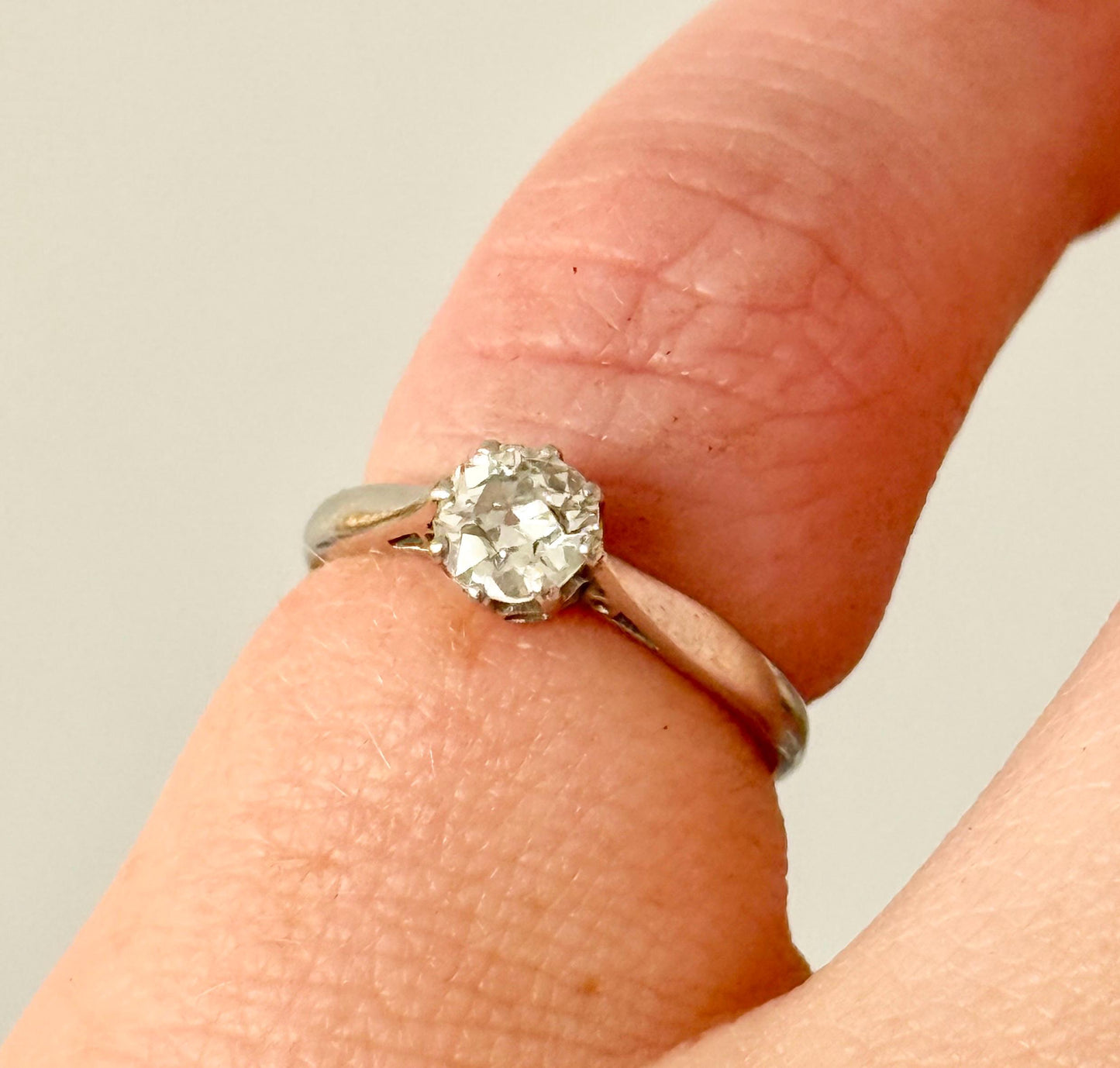 Antique Old Cut Diamond Ring in Platinum & Gold; Circa 1900