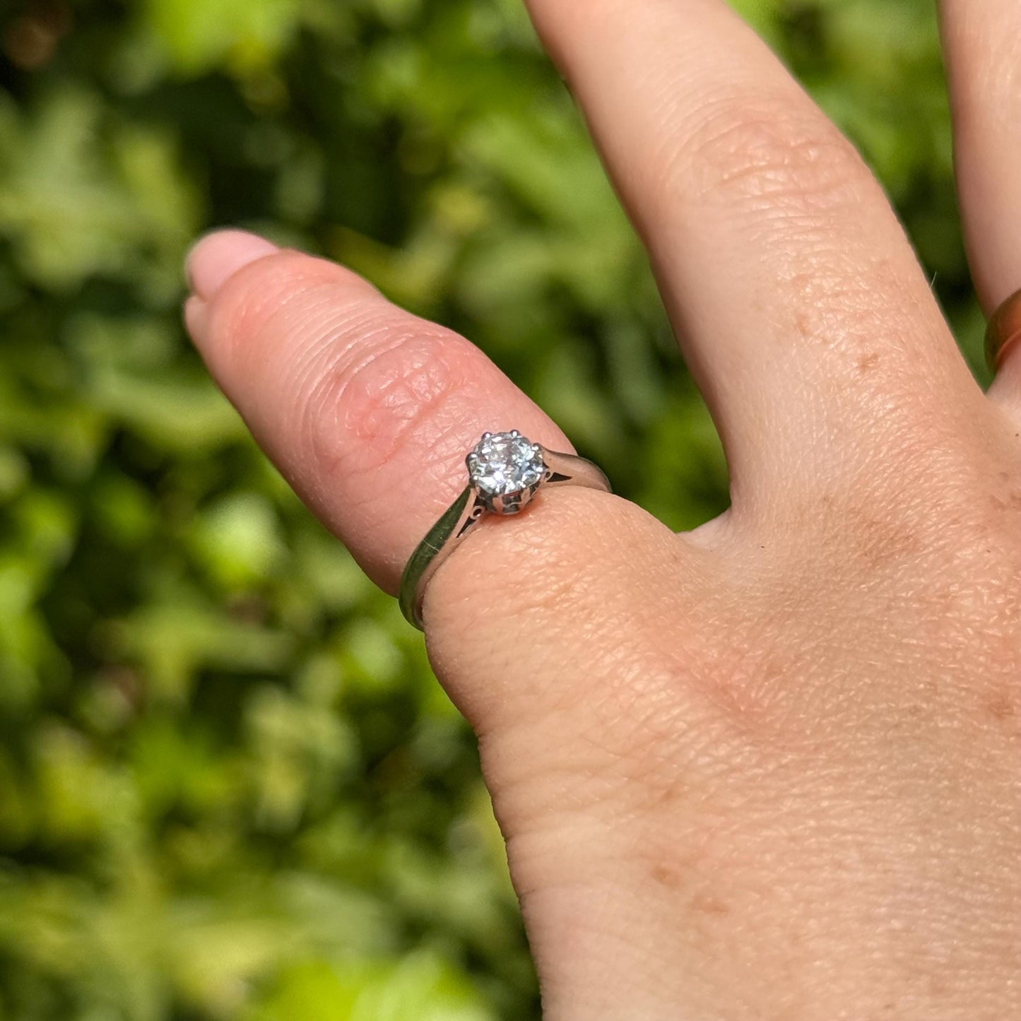 Antique Old Cut Diamond Ring in Platinum & Gold; Circa 1900