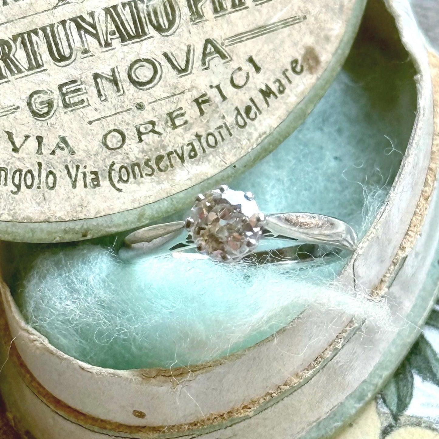 Antique Old Cut Diamond Ring in Platinum & Gold; Circa 1900