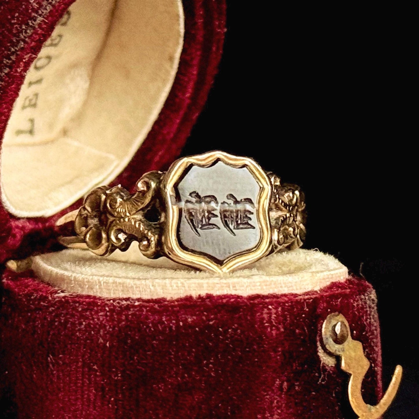Antique ' H H' Intaglio Ring in 9 Carat Gold, Circa 1870