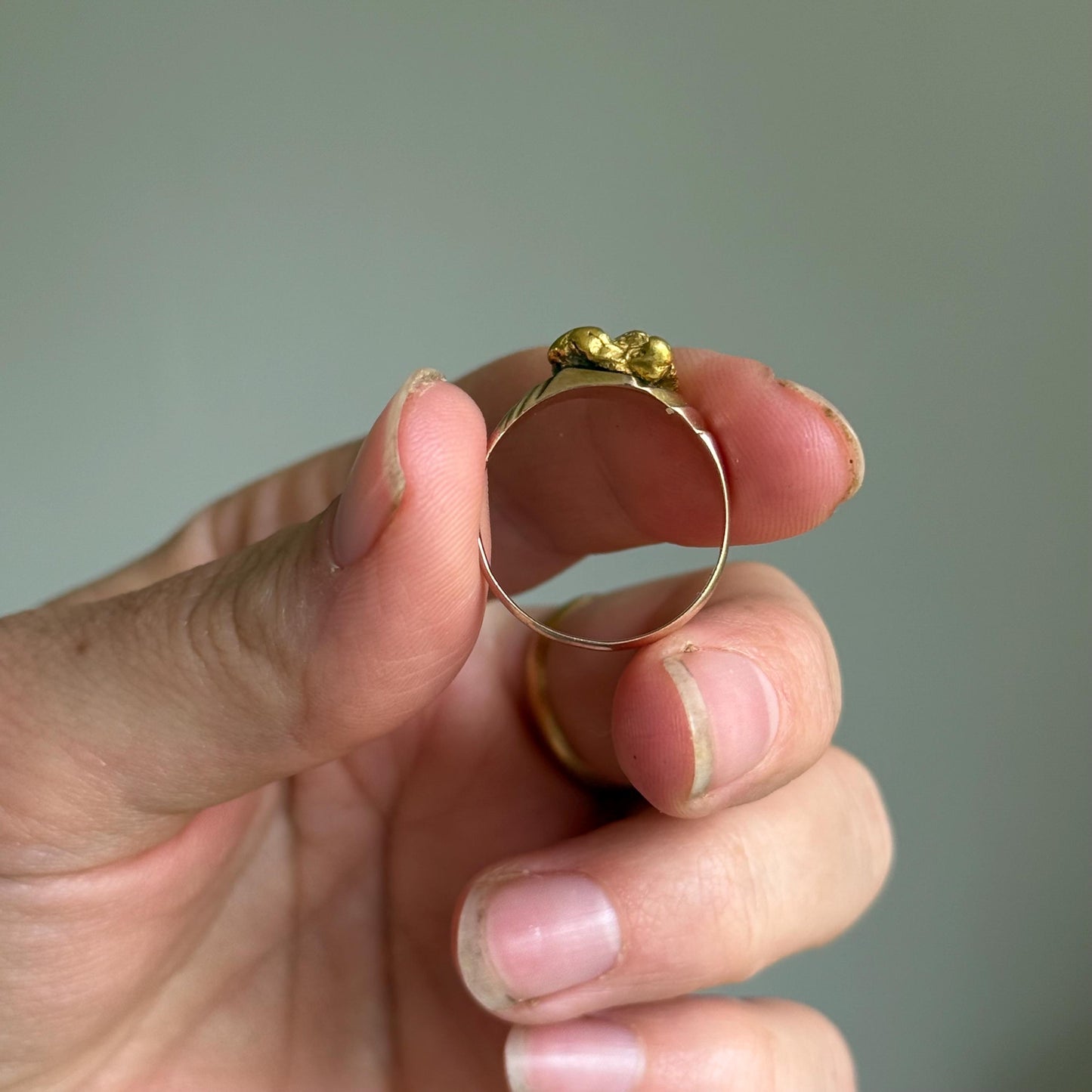 Antique Gold Nugget Ring In 9 Carat Rose Gold; Circa 1880