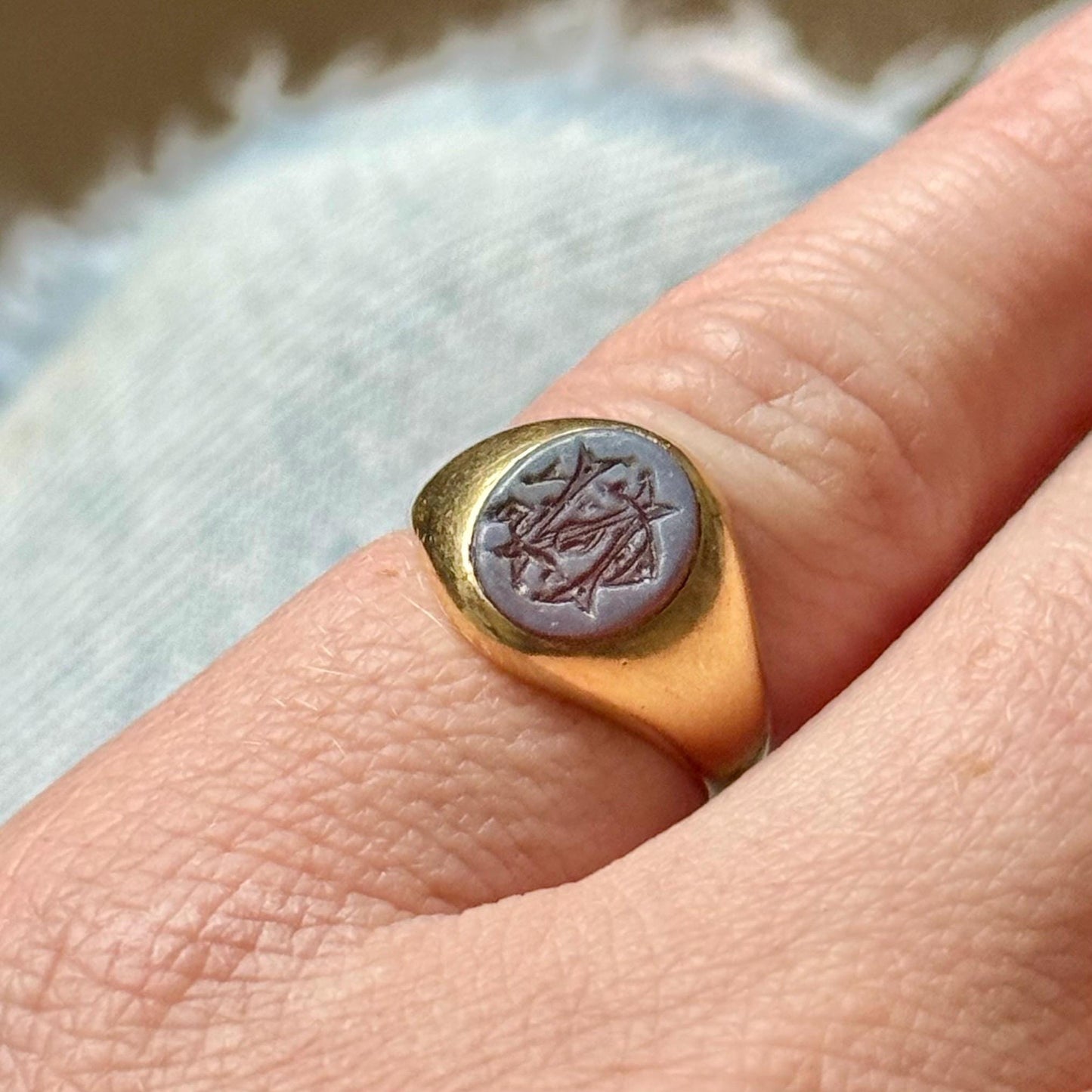 Antique Carnelian Intaglio Signet Ring in 18 Carat Ring; Circa 1880