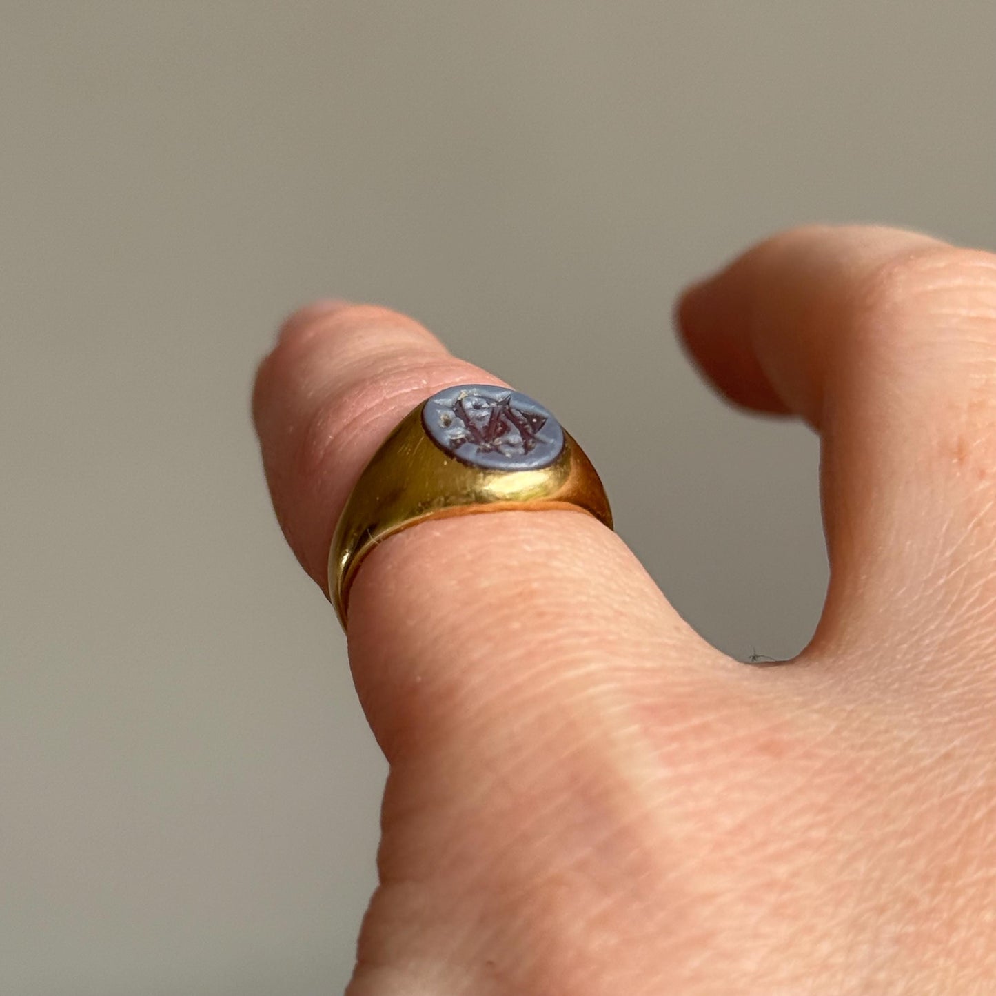 Antique Carnelian Intaglio Signet Ring in 18 Carat Ring; Circa 1880