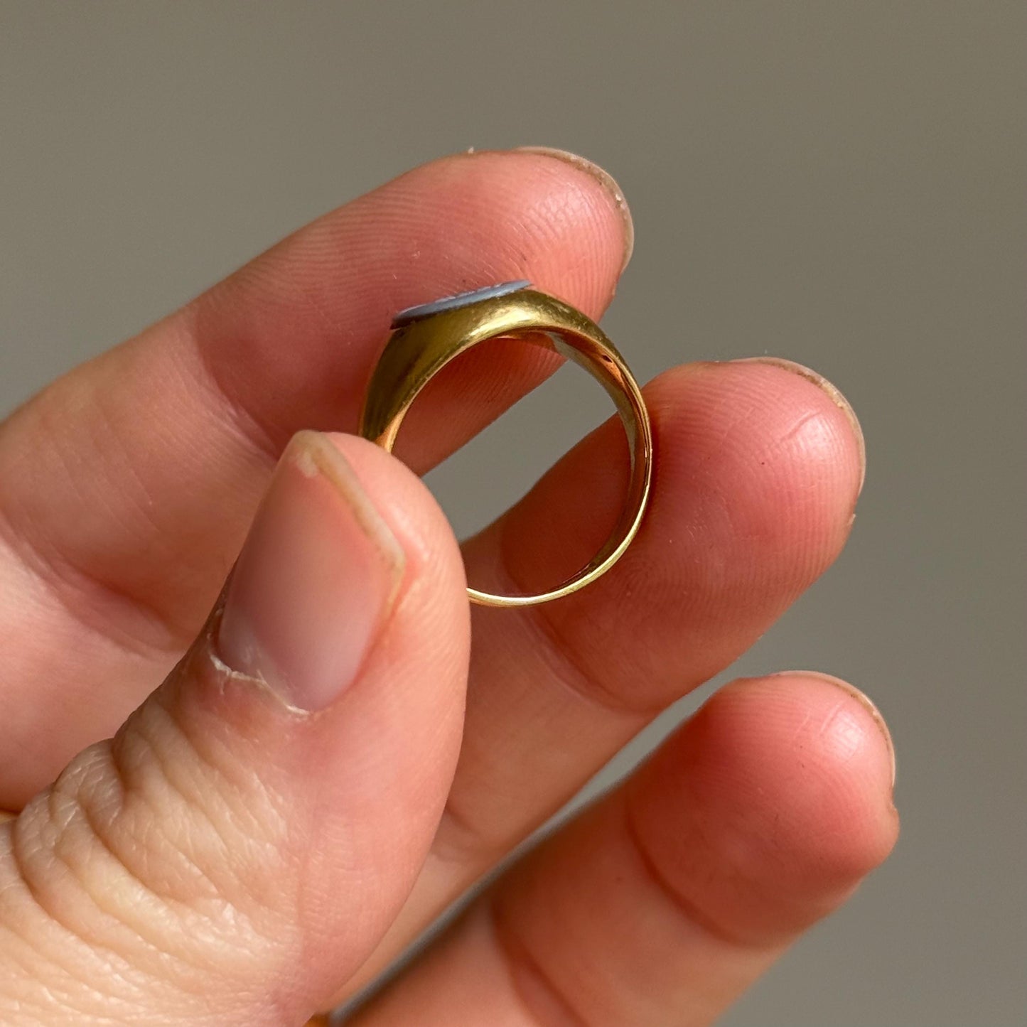 Antique Carnelian Intaglio Signet Ring in 18 Carat Ring; Circa 1880
