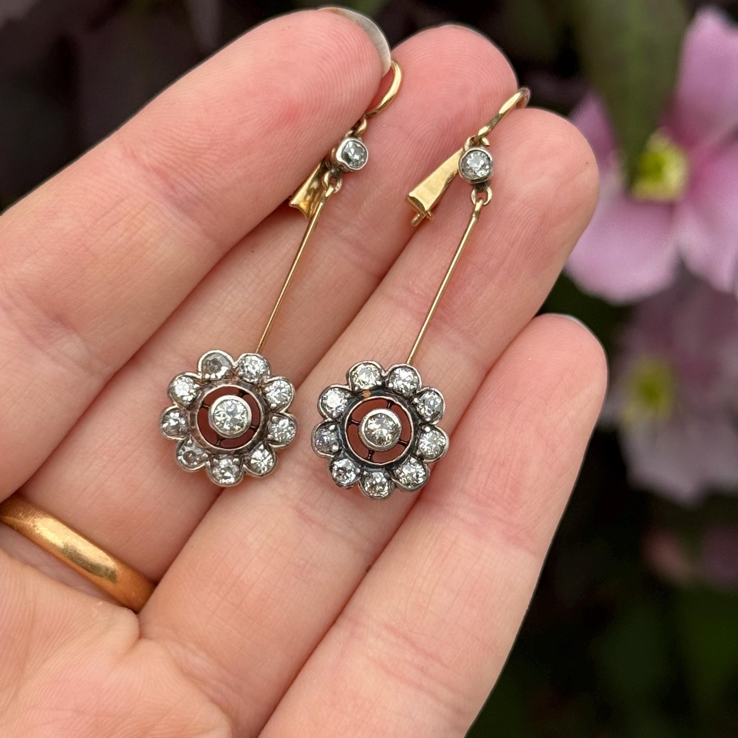 Antique Diamond Drop Earrings in 15 Carat Gold, Circa 1900