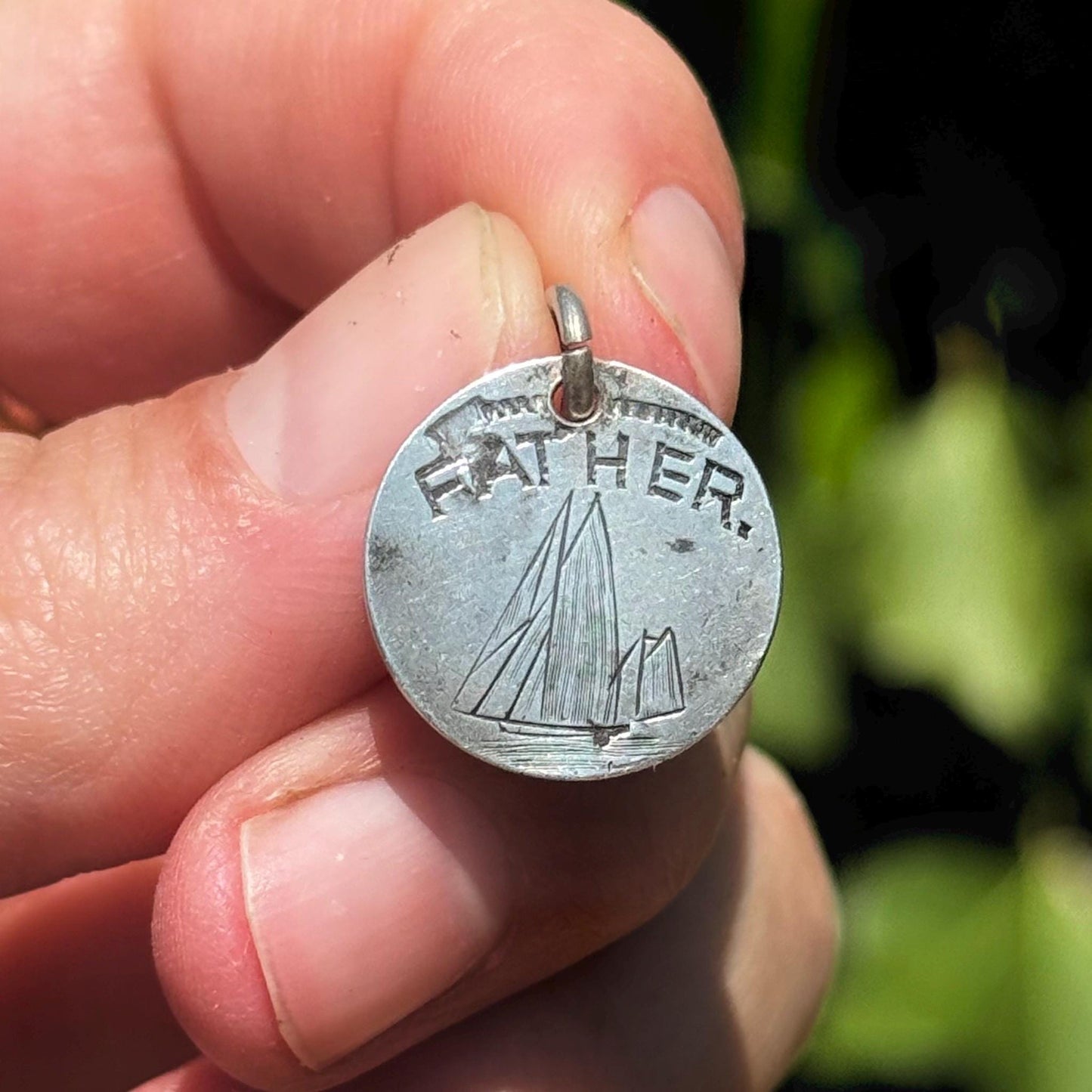 Victorian Love Token 'Father' Coin Pendant; Circa 1880