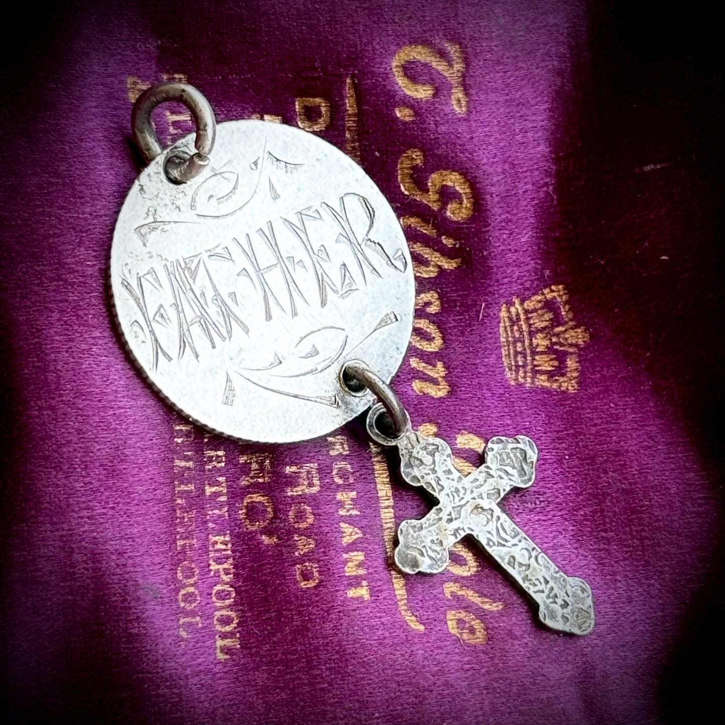 Victorian Love Token 'Father' Coin Pendant; Circa 1880