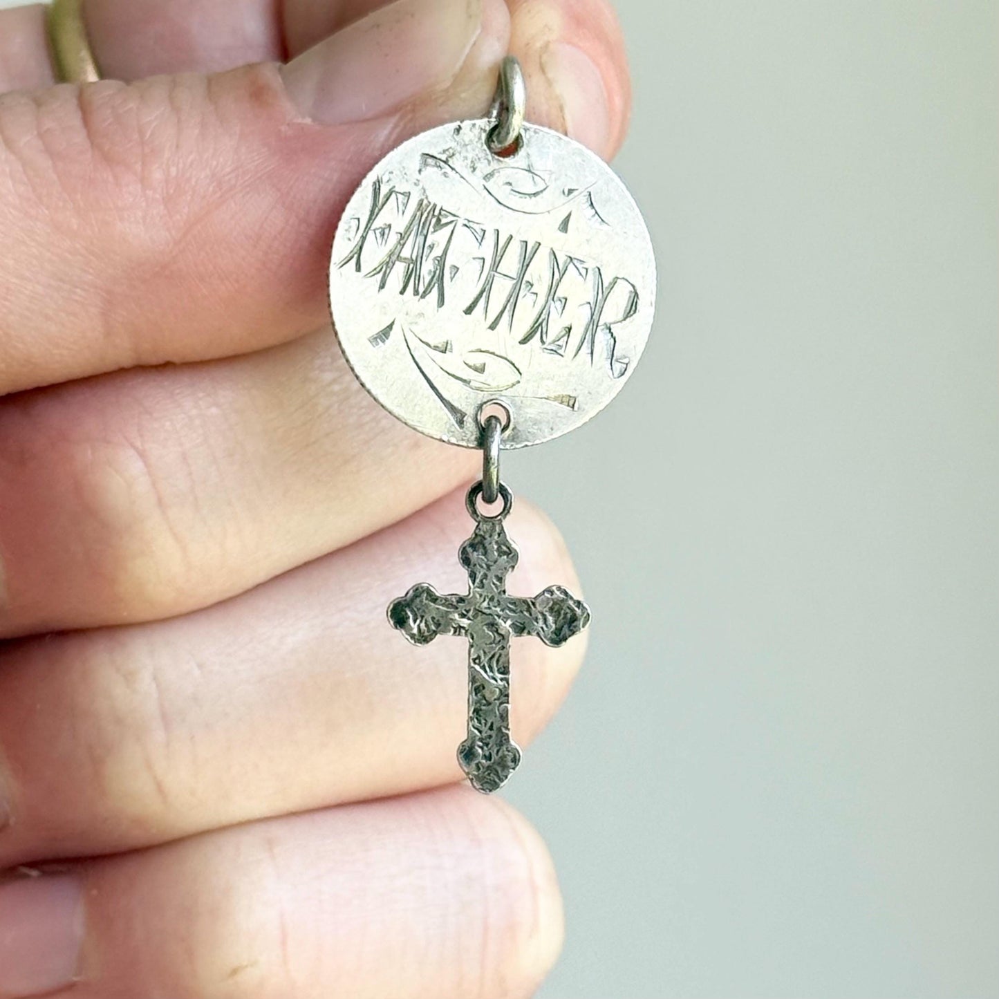 Victorian Love Token 'Father' Coin Pendant; Circa 1880
