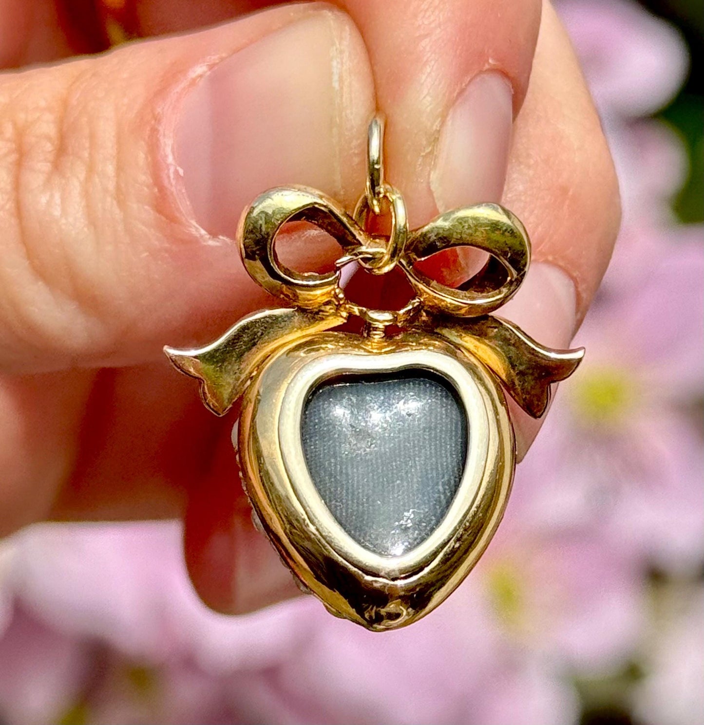 Diamond, Emerald & Pearl Locket Heart Pendant in 18 Carat Gold; Circa 1860